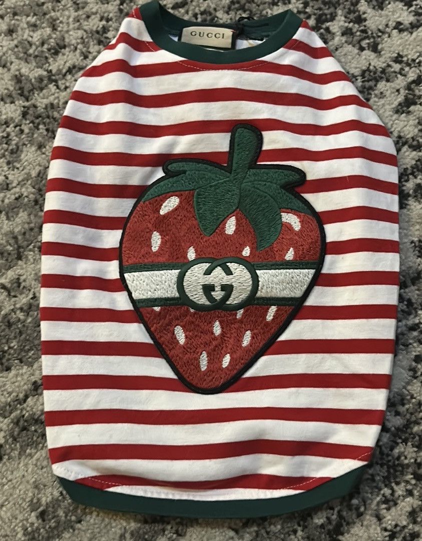 Gucci Gucci Pet Strawberry Cotton striped T-shirt size S Size ONE SIZE - 3 Thumbnail