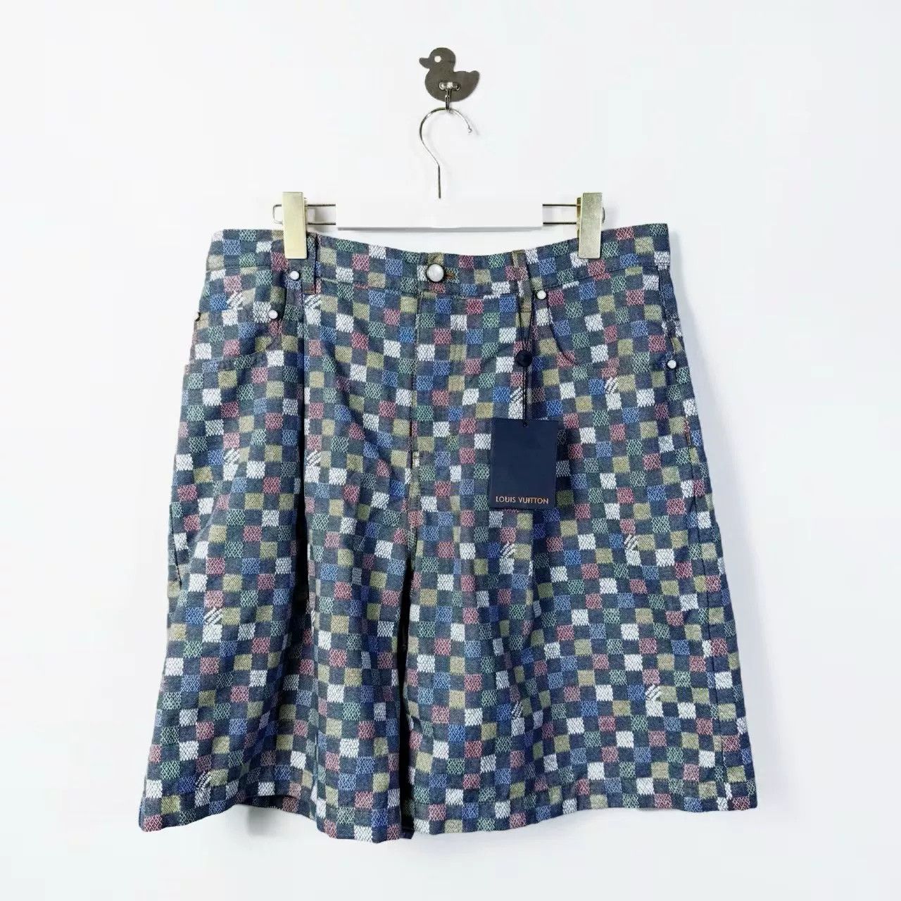 Louis Vuitton Louis Vuitton 2025 Rainbow Check Denim Shorts Size 34" / US 12 / IT 48 - 1 Thumbnail