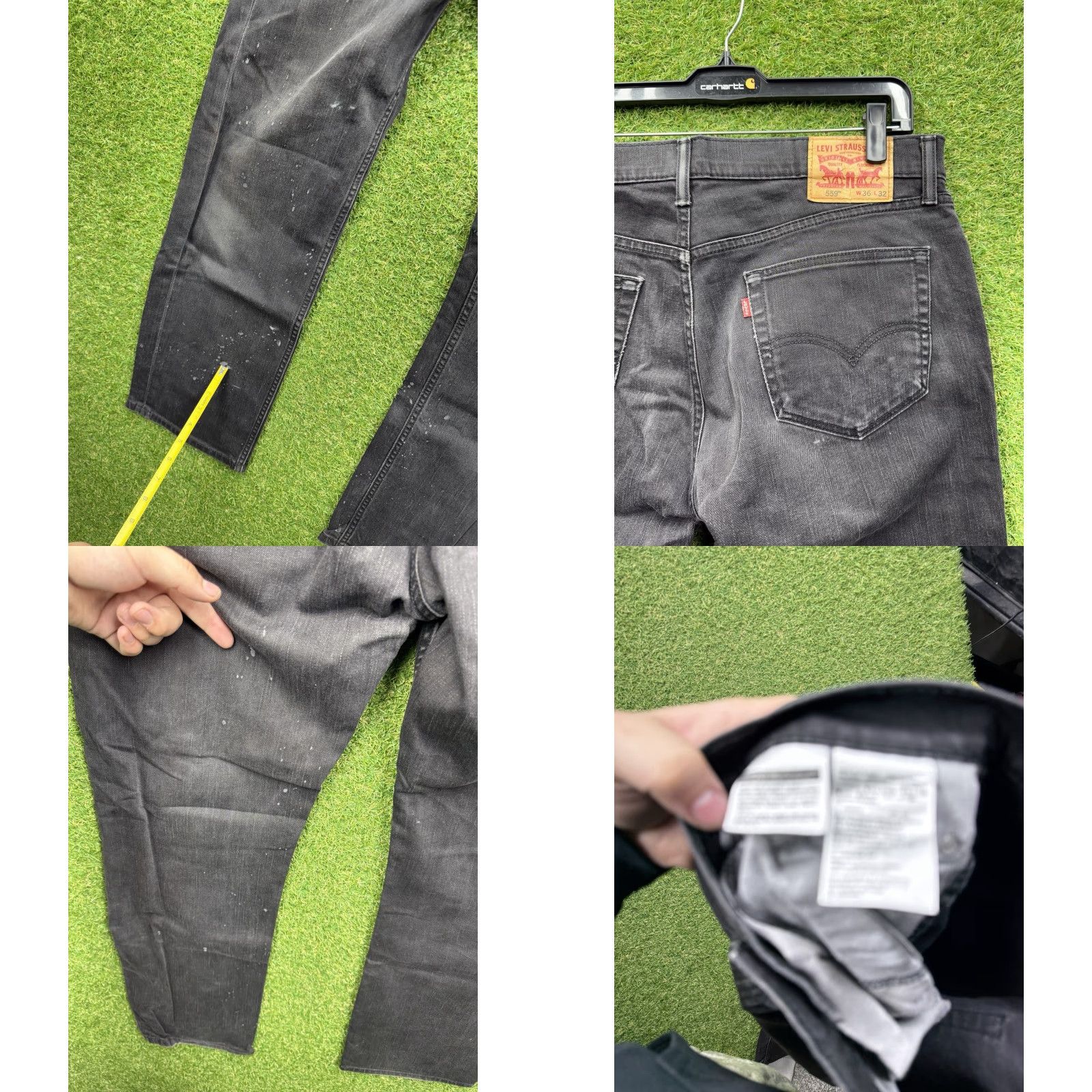Levi's Levi's 559 Jeans Mens 36x32 Relaxed Straight Black Denim Dark Wash Workwear 90s, Grunge, USA, Faded, Baggy, Loose Mens Size US 36 / EU 52 - 8 Thumbnail