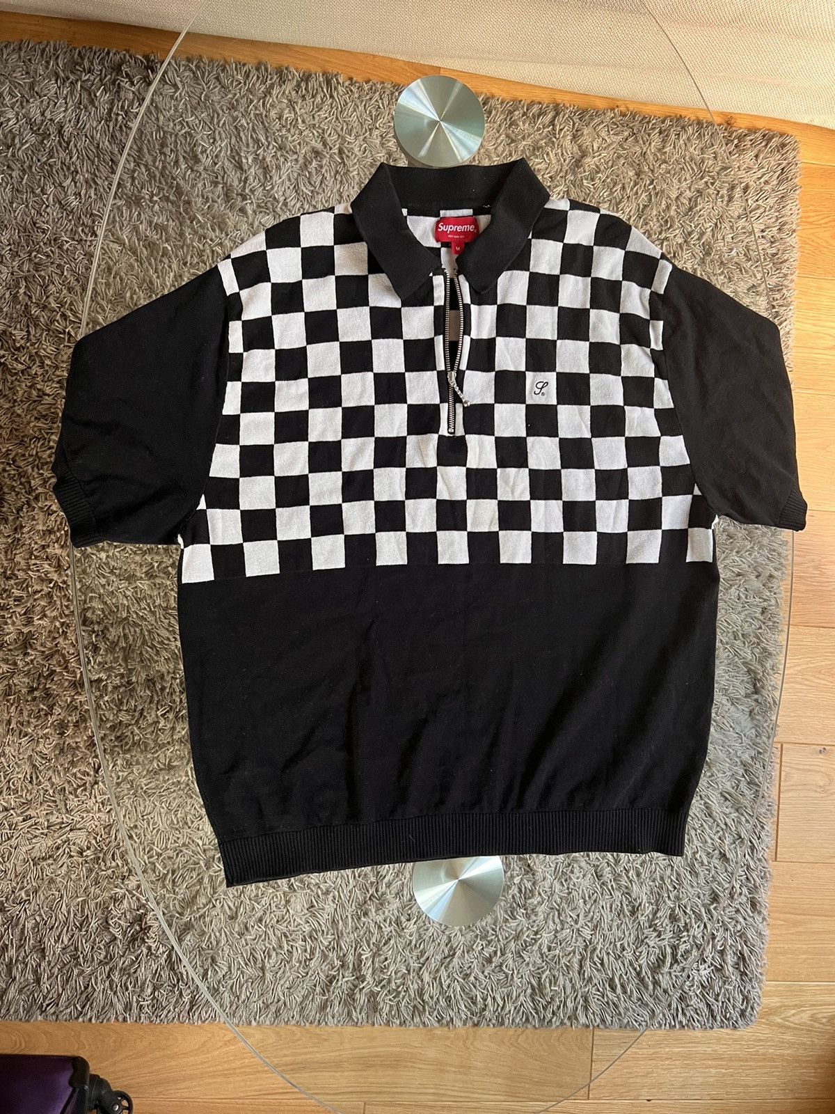 Supreme Supreme Checkerboard zip polo | Grailed