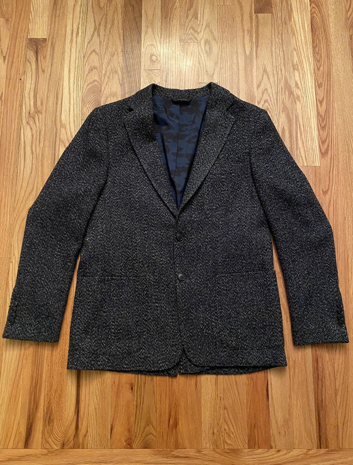 Allen Edmonds Men s Wool Blend Carter Herringbone Sport Coat Navy Gray Grailed