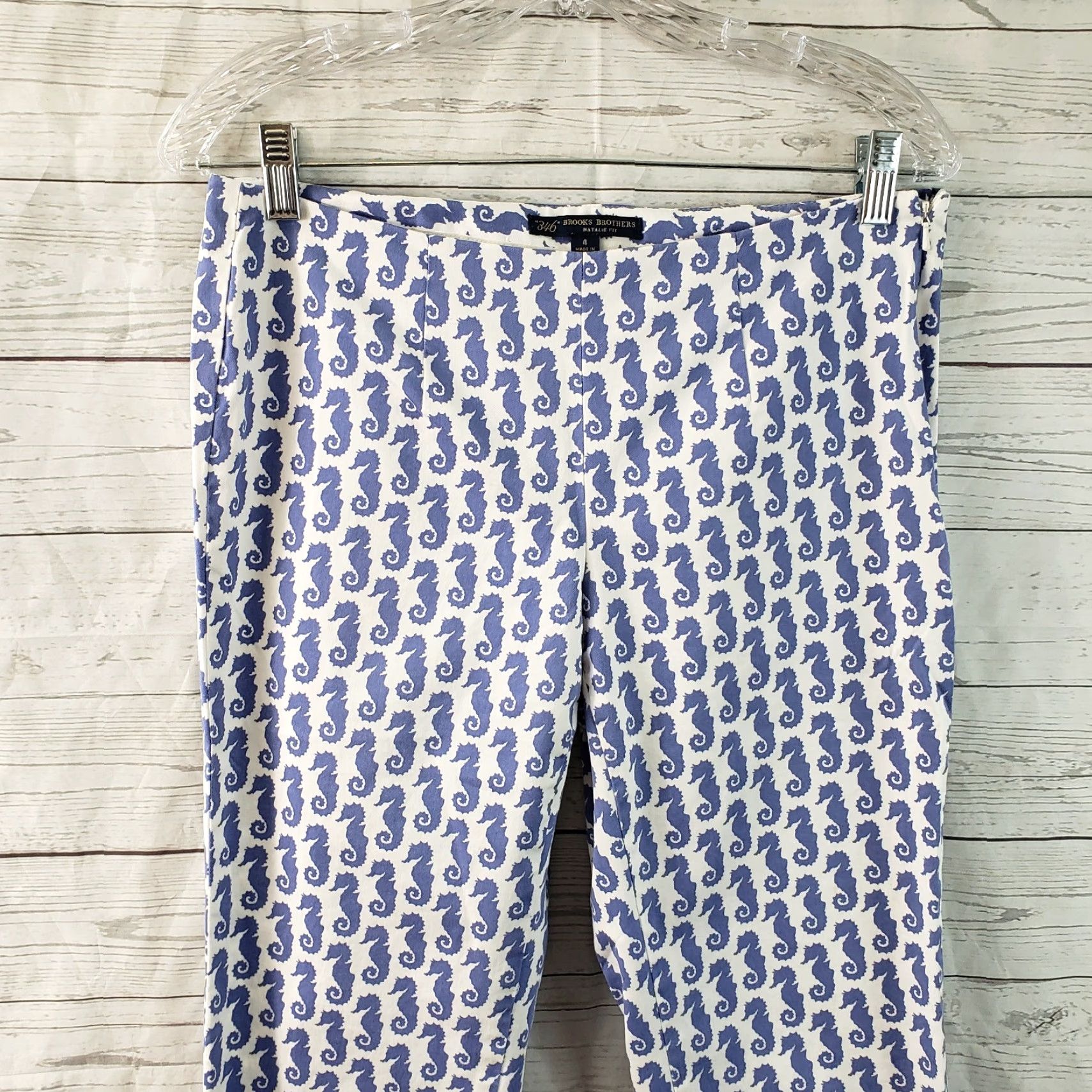 Brooks Brothers Brooks Brothers Womens Natalie Fit Pants Sz 4 Cotton Blend Blue Seahorses Vintage No N/A Size 27" / US 4 / IT 40 - 2 Thumbnail