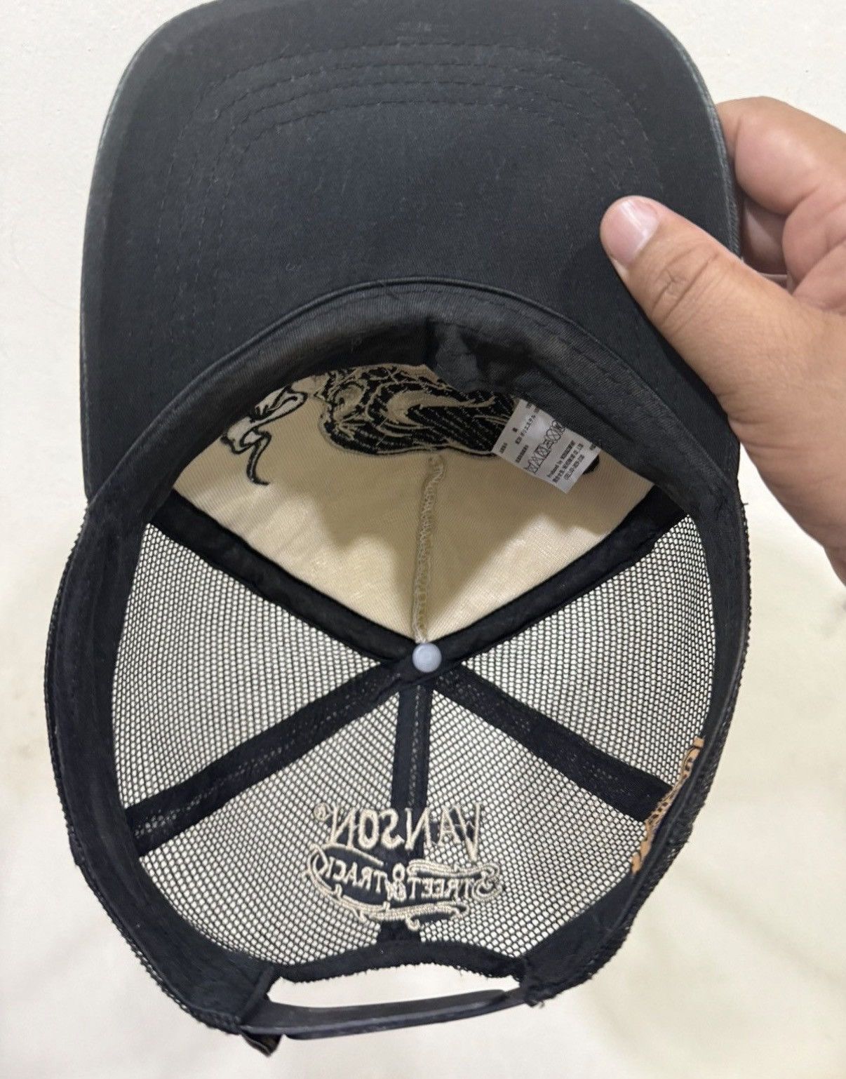 Vanson Leathers VTG Full Embroidery Vanson Distress Trucker Hat Size ONE SIZE - 7 Thumbnail