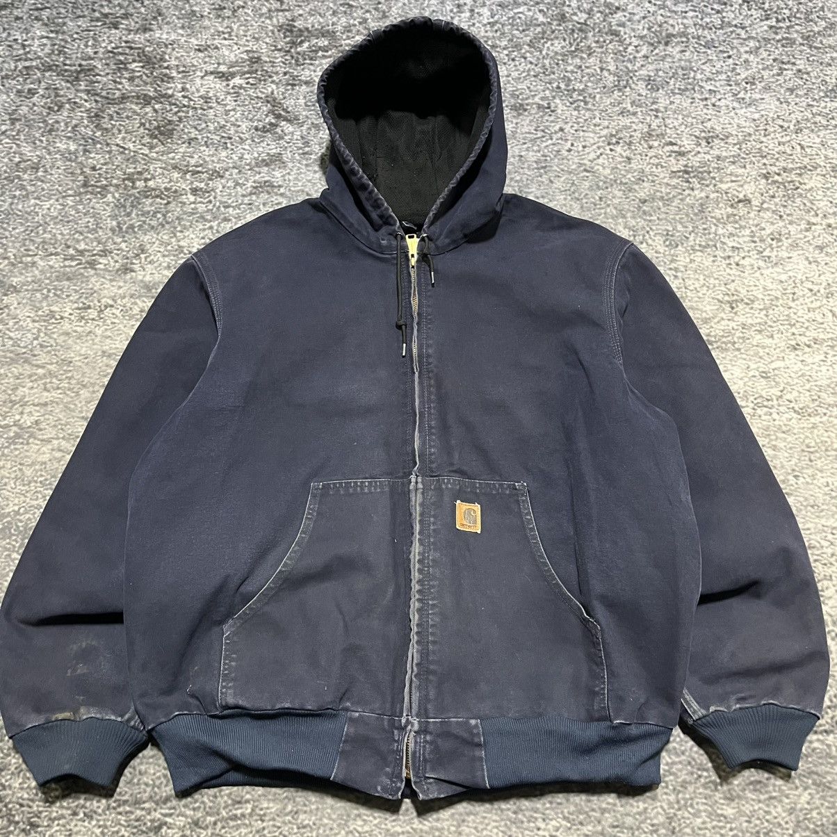 Carhartt VINTAGE CARHARTT NAVY BLUE FADED JACKET HOODED WORKWEAR XL Size US XL / EU 56 / 4 - 3 Thumbnail