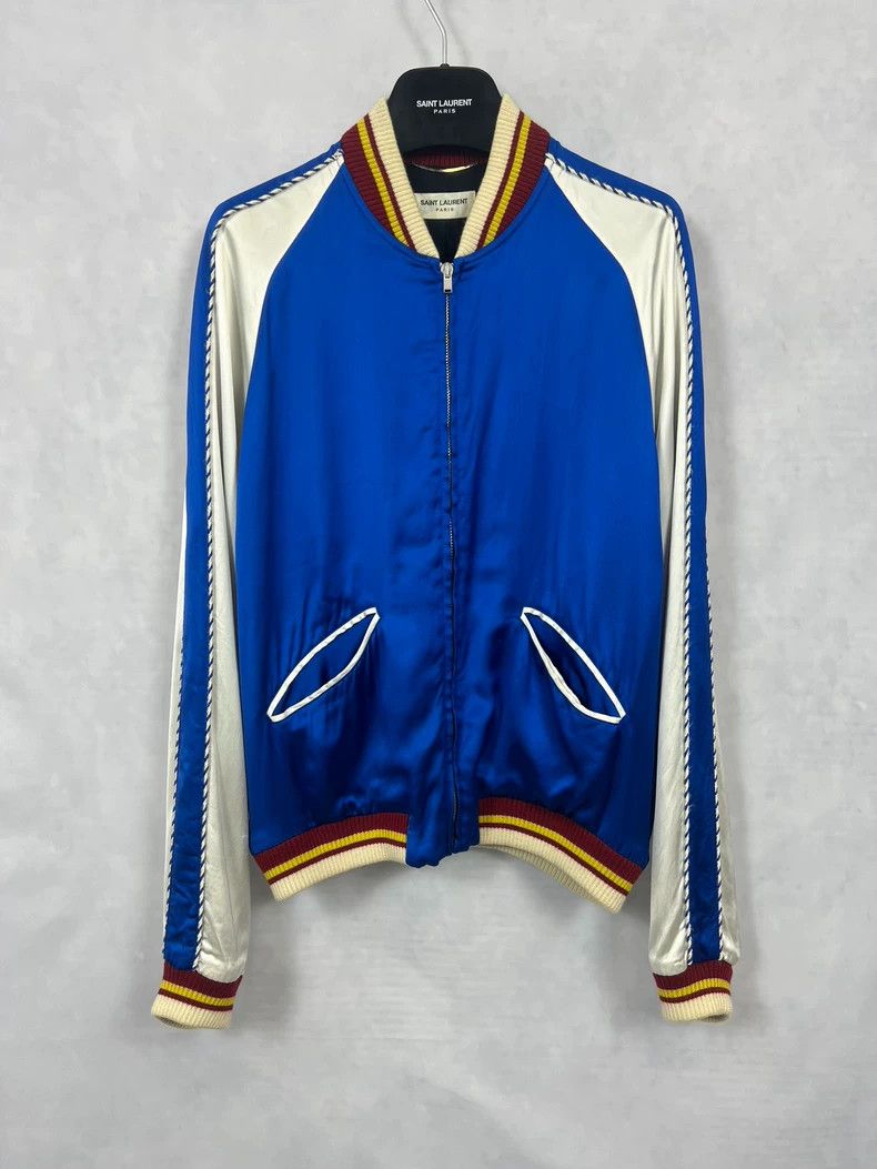 Saint Laurent Blue and White Satin Jacket