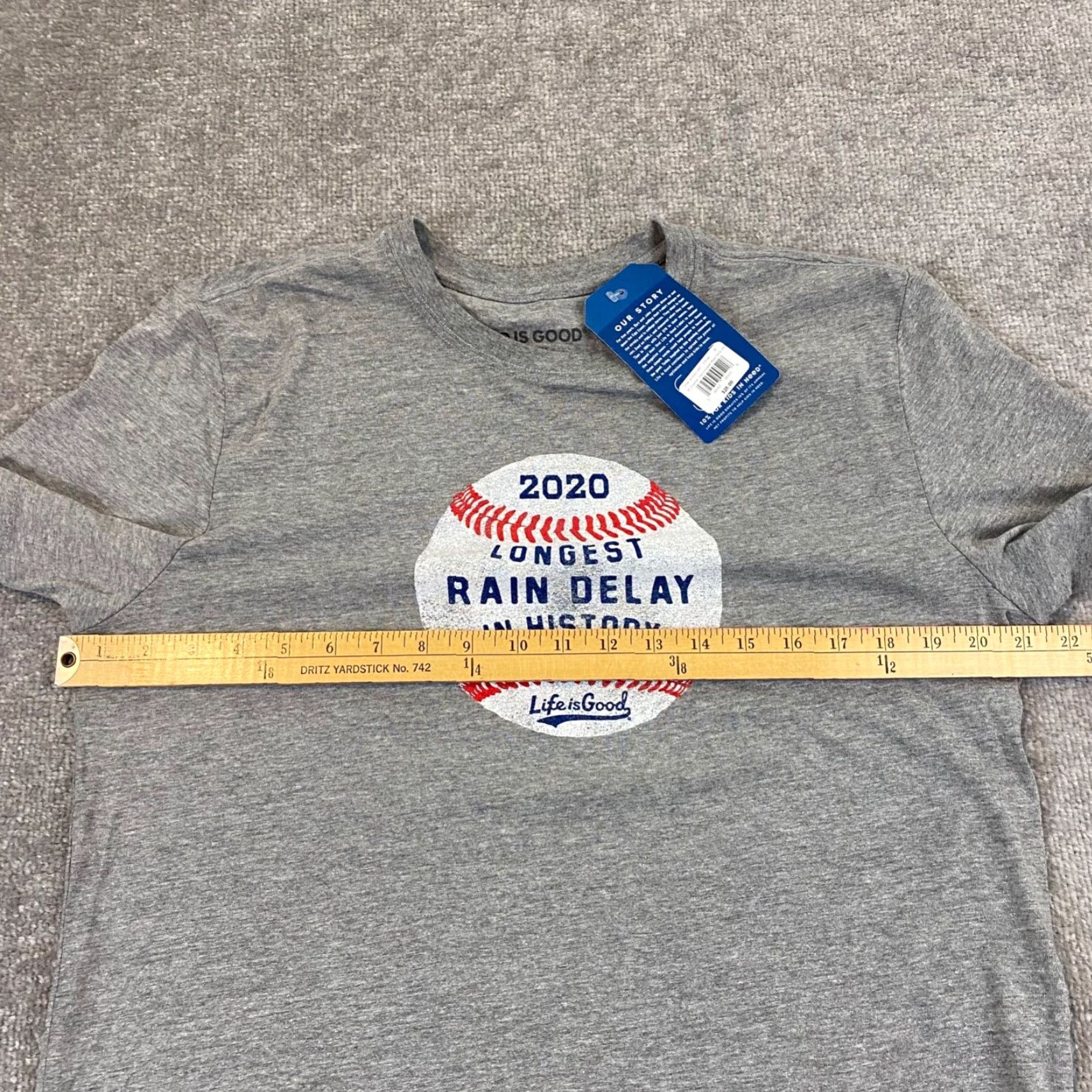 Life is Good VINTAGE: No — Life is Good Baseball Shirt Mens Medium Gray 2020 Rain Delay Crusher Graphic NEW Size US M / EU 48-50 / 2 - 7 Thumbnail