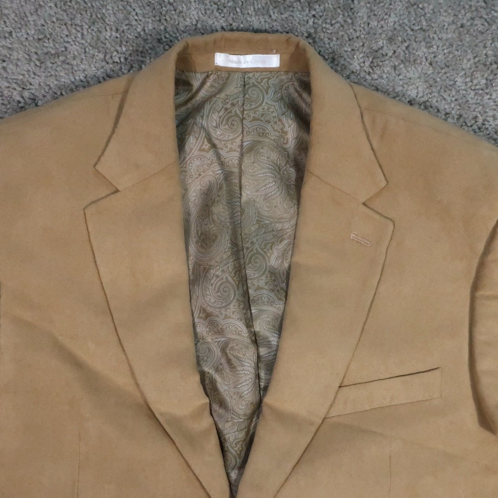 Chaps VINTAGE Chaps Blazer Jacket Single-Breasted Two-Button Notch Lapel Brown 42R Mens Wool Suede, Big & Tall, Solid Pattern, Formal Coat, 1 Piece, EUC Size 42R - 3 Thumbnail