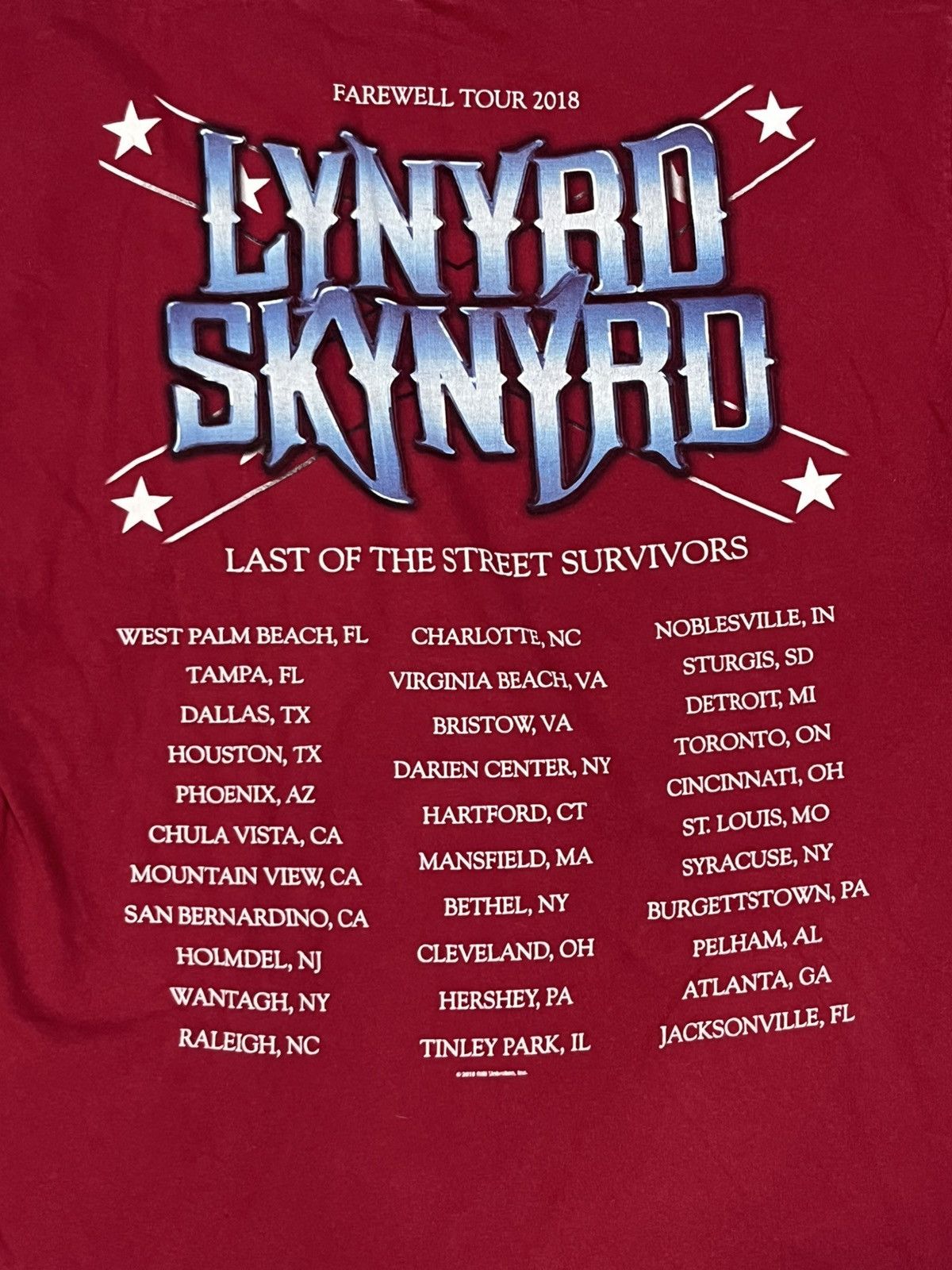 Band Tees Lynyrd Skynyrd 2018 Farewell Tour Band Tee Oversized Shirts Size US XL / EU 56 / 4 - 17 Thumbnail