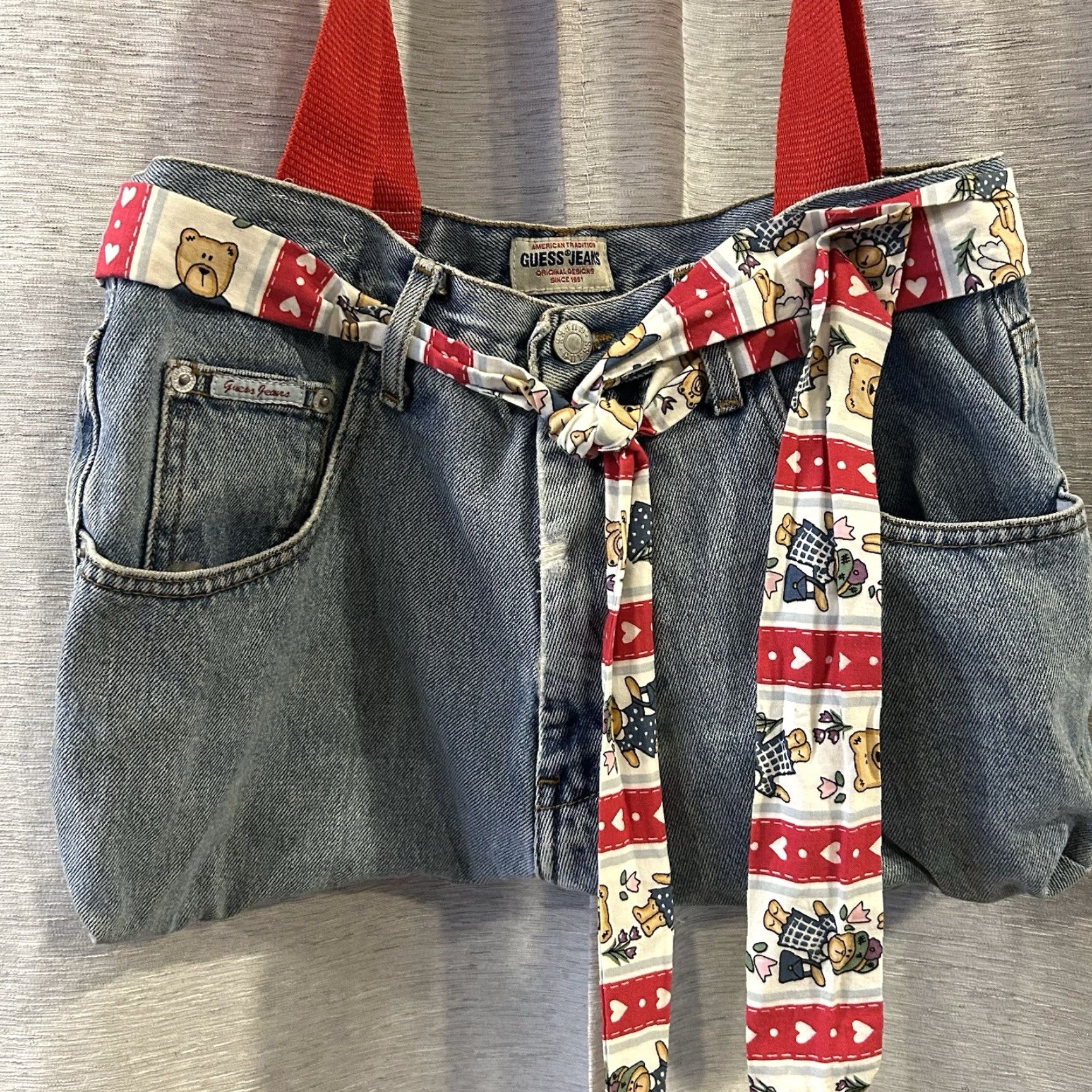 Guess VINTAGE GUESS Tote Purse Denim 1980s Blue Large Shoulder Strap College Retro Size 36" / US 14 / IT 50 - 2 Thumbnail