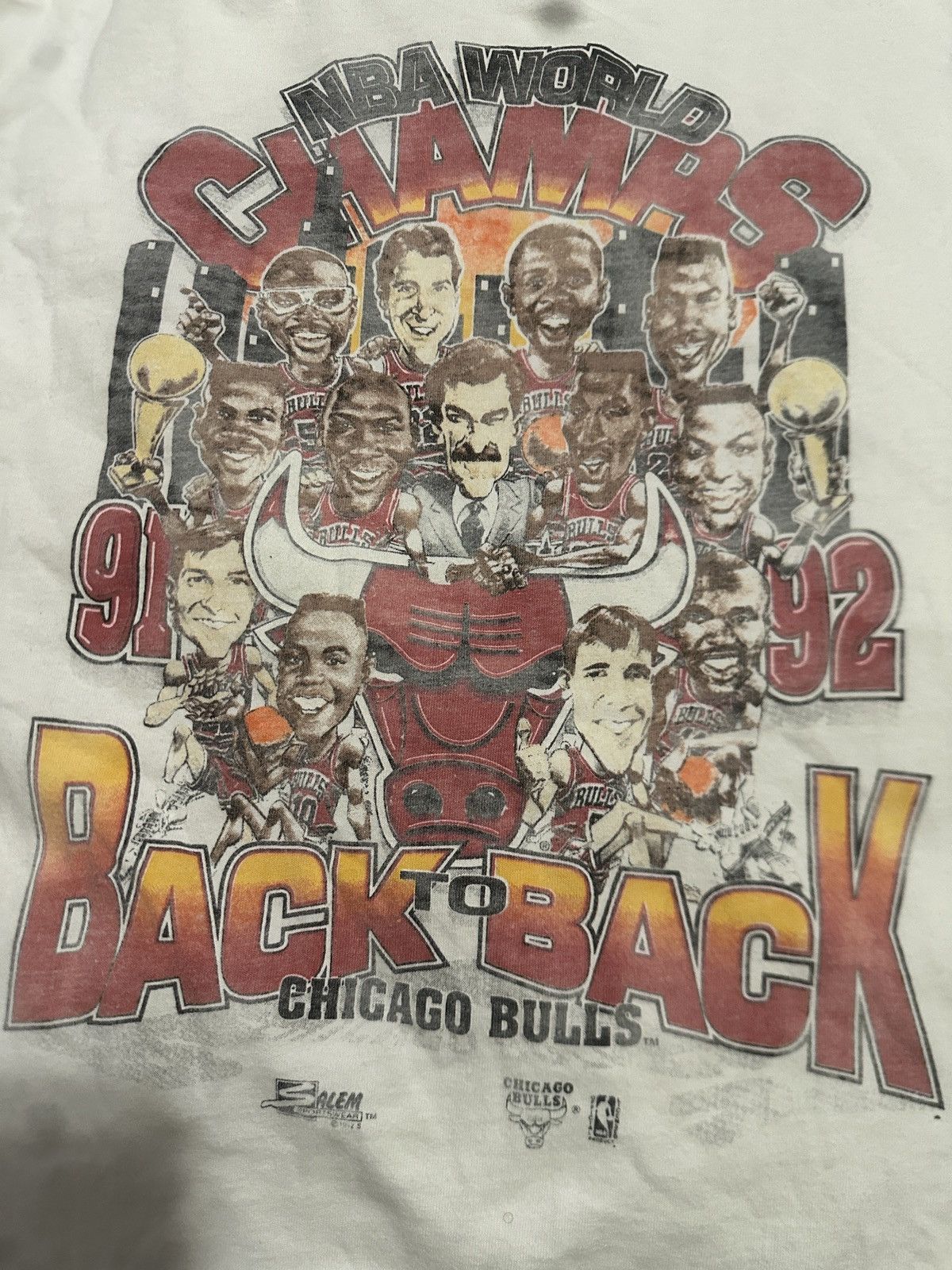 Salem Sportswear Vintage Chicago Bulls 91-92 World Champs T-Shirt Sz L Size US L / EU 52-54 / 3 - 4 Thumbnail