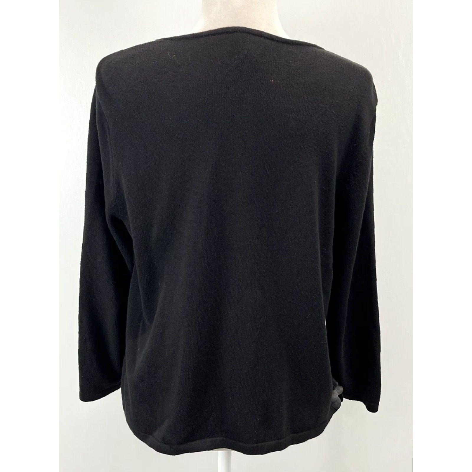 Vintage Chico's Cardigan Sweater Womens Black Full Zip Cotton Blend M Size M / US 6-8 / IT 42-44 - 3 Thumbnail