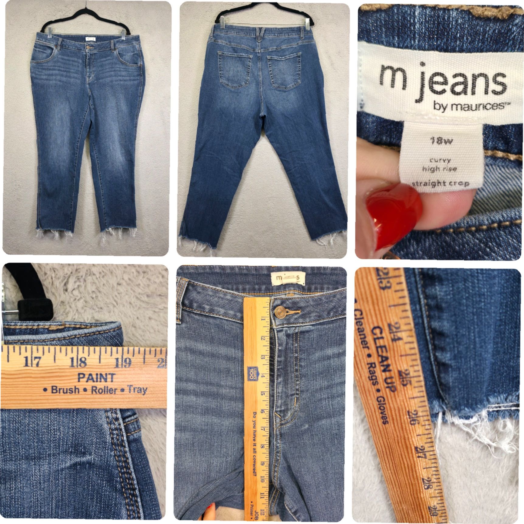 Maurices Jeans Womens 18W Lot of 3 Skinny Straight Cropped Medium Wash Stretch Denim Jeans
