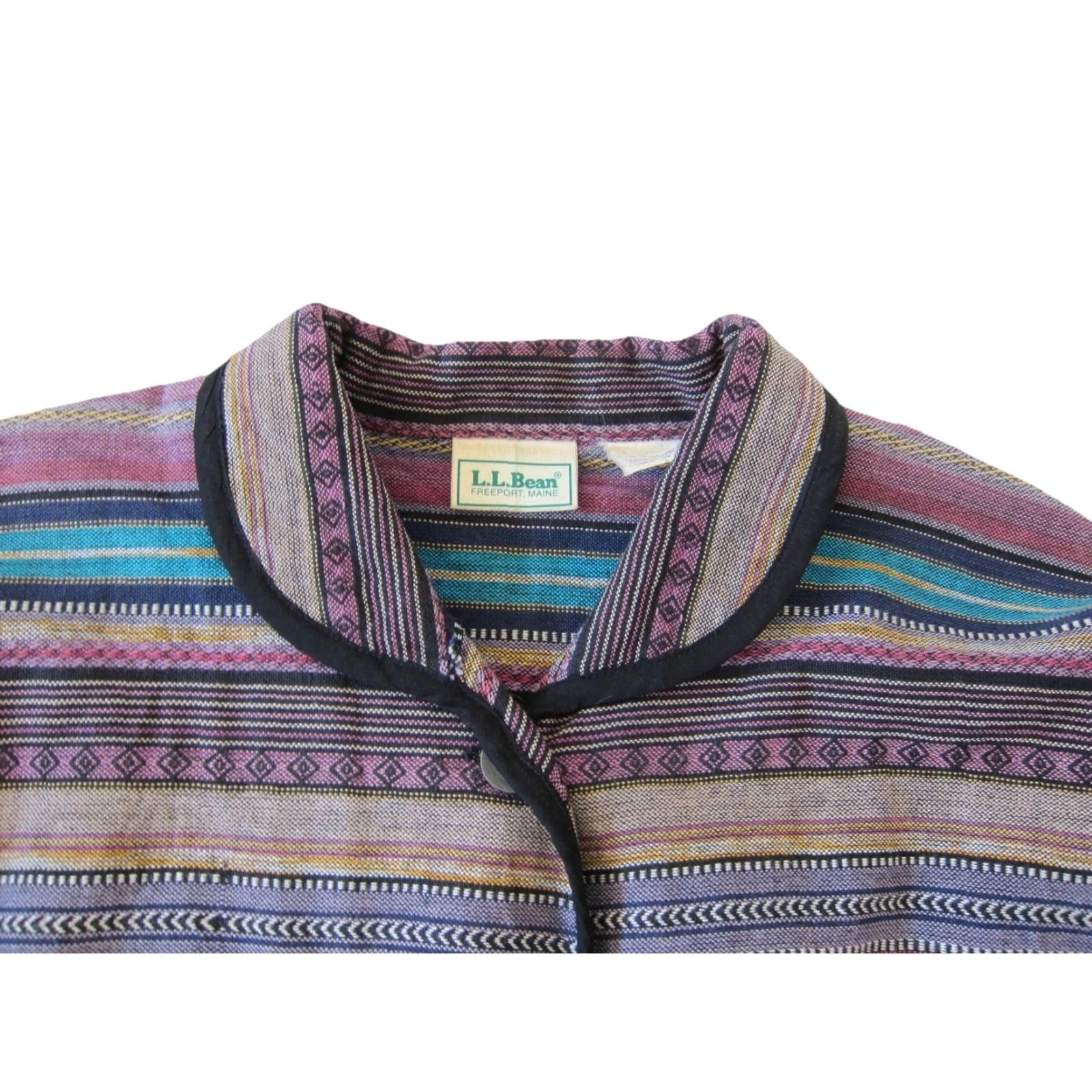 Vintage VINTAGE L.L. Bean Blazer Jacket Womens Stripe Purple Blue 100% Cotton Blazer S Button Blazer Blazer Jacket Blazer? Size S / US 4 / IT 40 - 4 Thumbnail