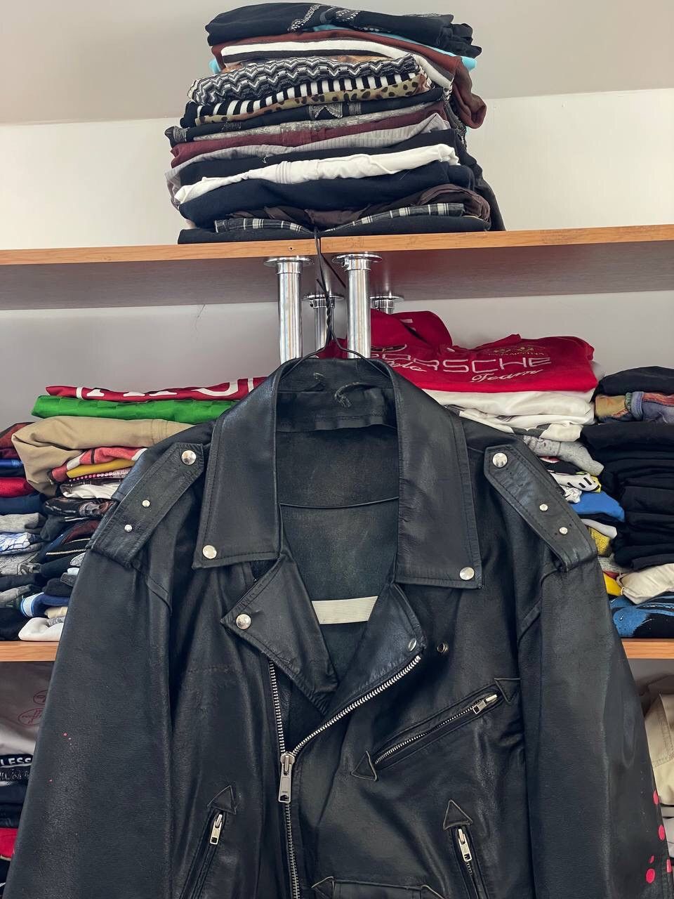 vintage heavy italian leather Y2k motorcycle jacket