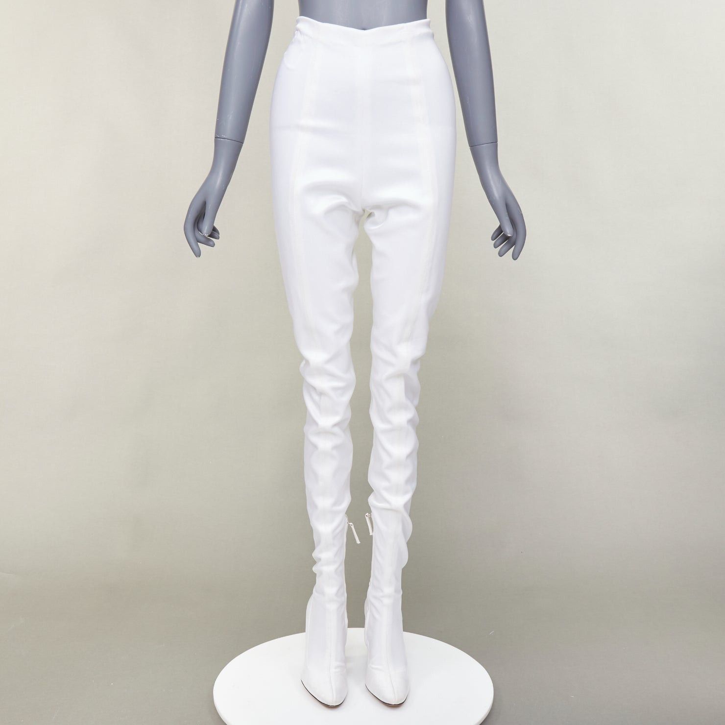 Alexandre Vauthier ALEXANDRE VAUTHIER white satin silver crystal block heel pantashoes EU40 Size US 10 / IT 40 - 1 Thumbnail