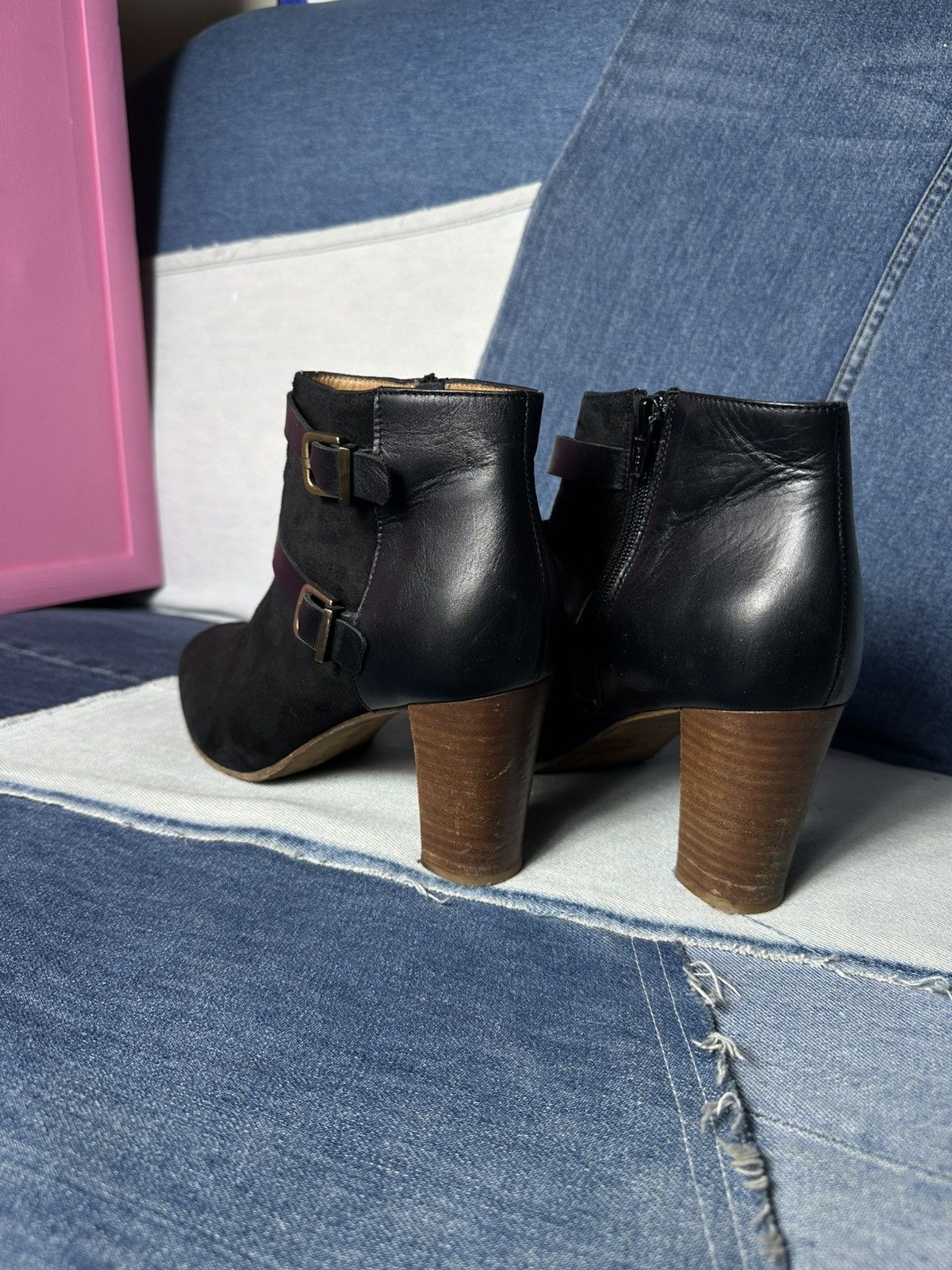 Sezane Sezane Ankle Boots Suede Leather Block Heels Buckle Strap Size US 9 / IT 39 - 6 Thumbnail