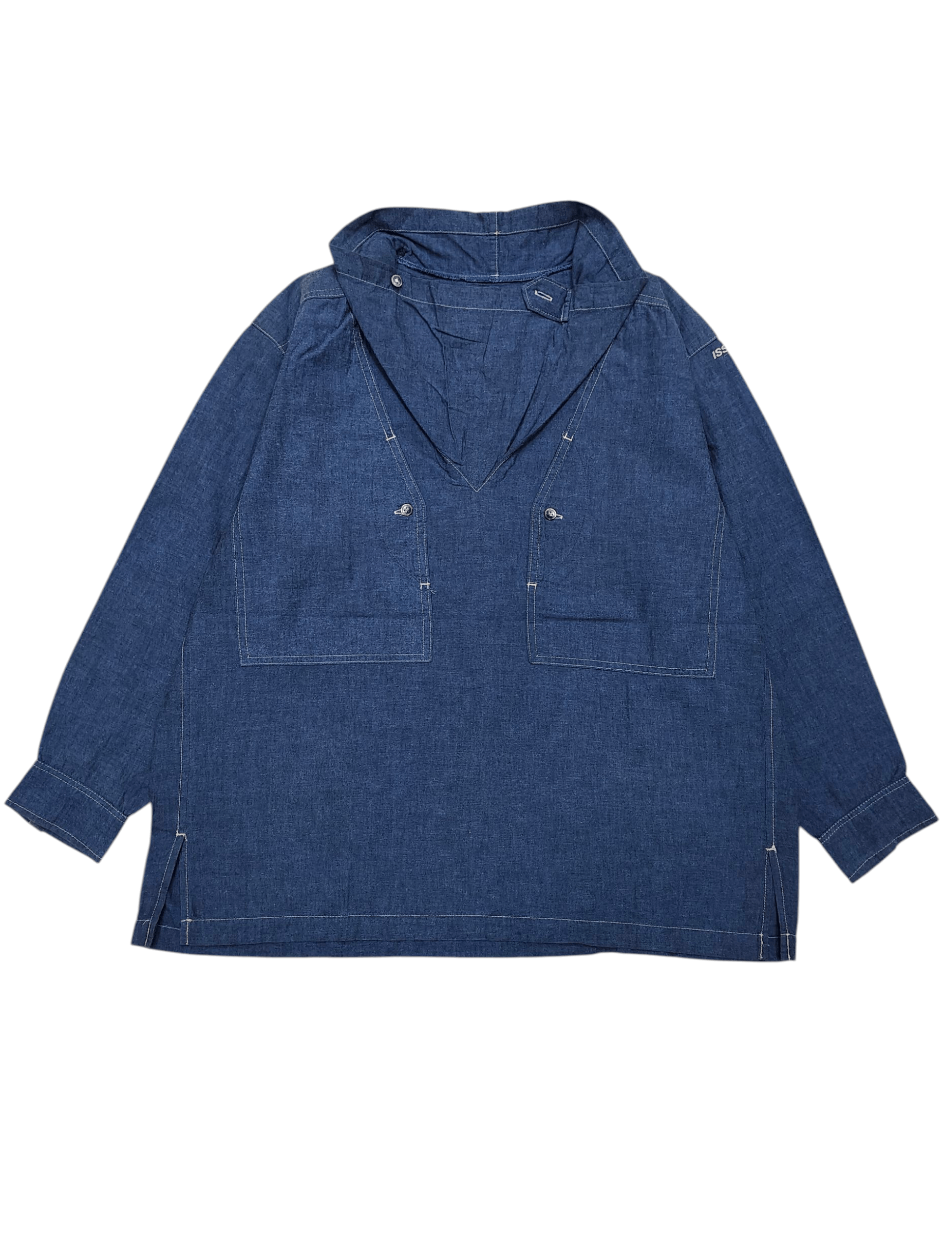 80s Issey Skyline- Archived Chambray Stand Collar Shirt