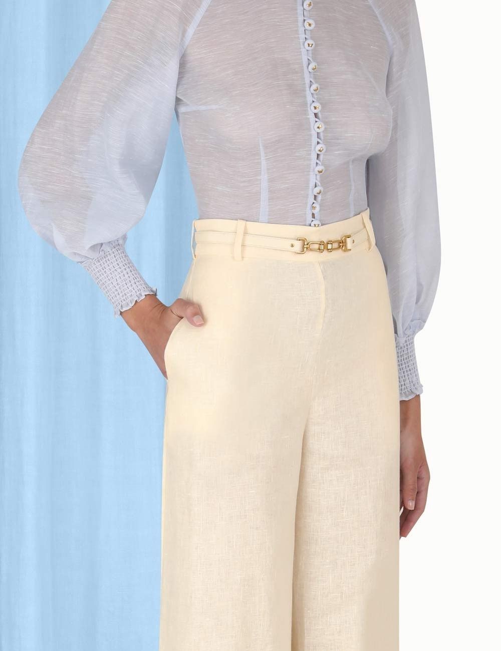 Zimmermann oc11z0425 Luminosity Wide Leg Pant in Ivory Size 26" / US 2 / IT 38 - 6 Thumbnail