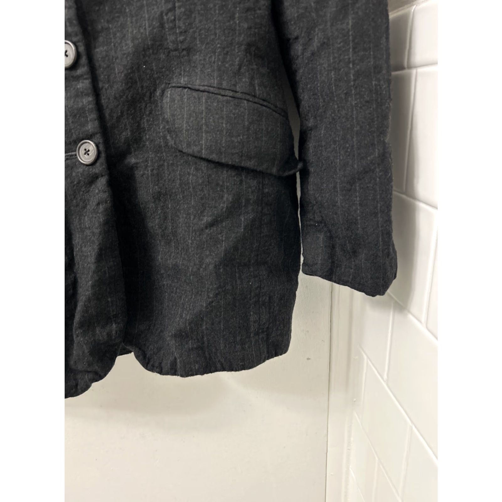 Ralph Lauren VINTAGE Lauren Ralph Lauren Blazer Women 8 Black Striped Worsted Wool US Made Mid-Length Button Cuff Classics Womens Size M / US 6-8 / IT 42-44 - 6 Thumbnail