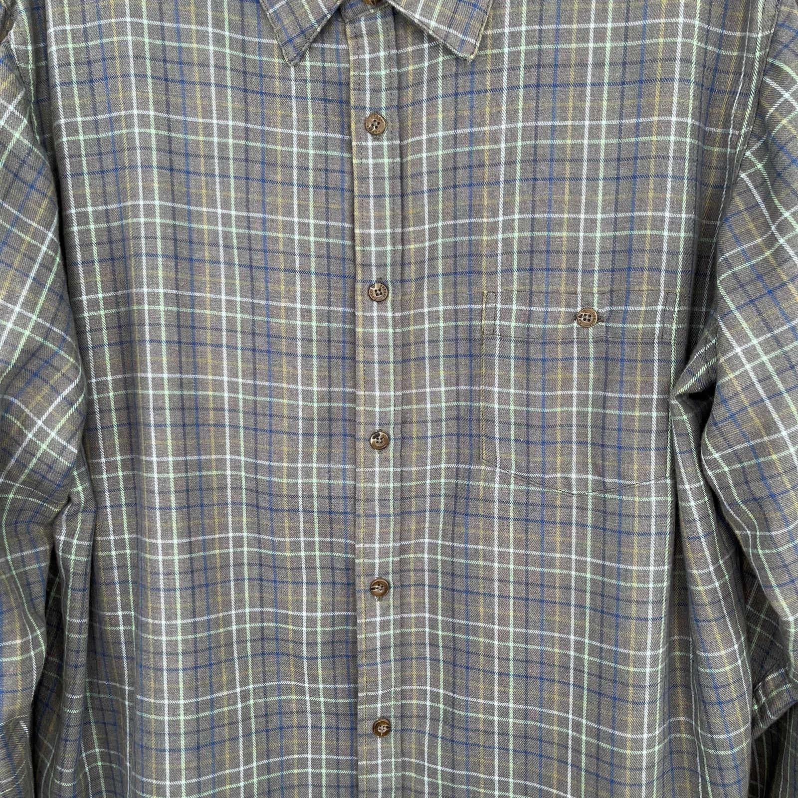 Flannel Haggar Long Sleeve Gray Button Front Plaid Flannel Shirt Size US XL / EU 56 / 4 - 6 Thumbnail