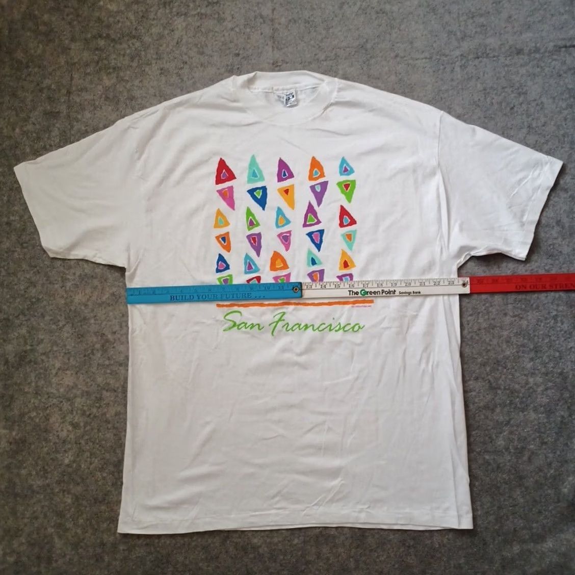 Hanes VINTAGE Hanes Beefy-T Shirt XL White Triangle Graphic USA Mens 1990s San Francisco California 90s Graphic Print Shirt Size US XL / EU 56 / 4 - 4 Thumbnail