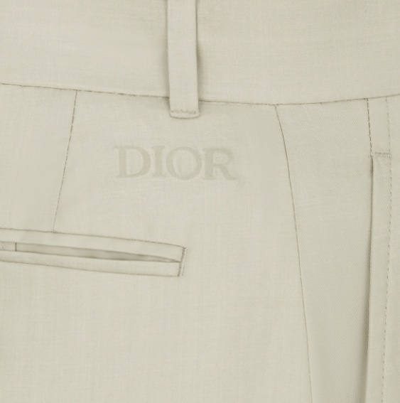 Dior o1w1db10525 413C10 Pleated Pant in Beige Size US 32 / EU 48 - 3 Thumbnail