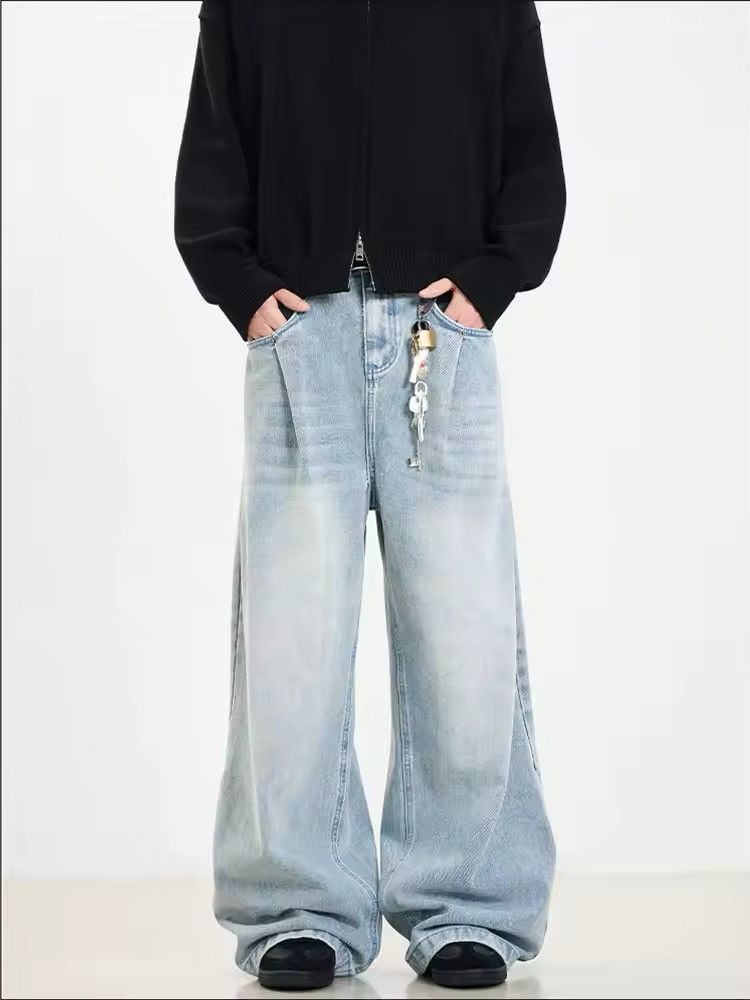 Japanese Brand × Jean Straight Wide Leg Washed Blue Jean Size US 28 / EU 44 - 1 Thumbnail