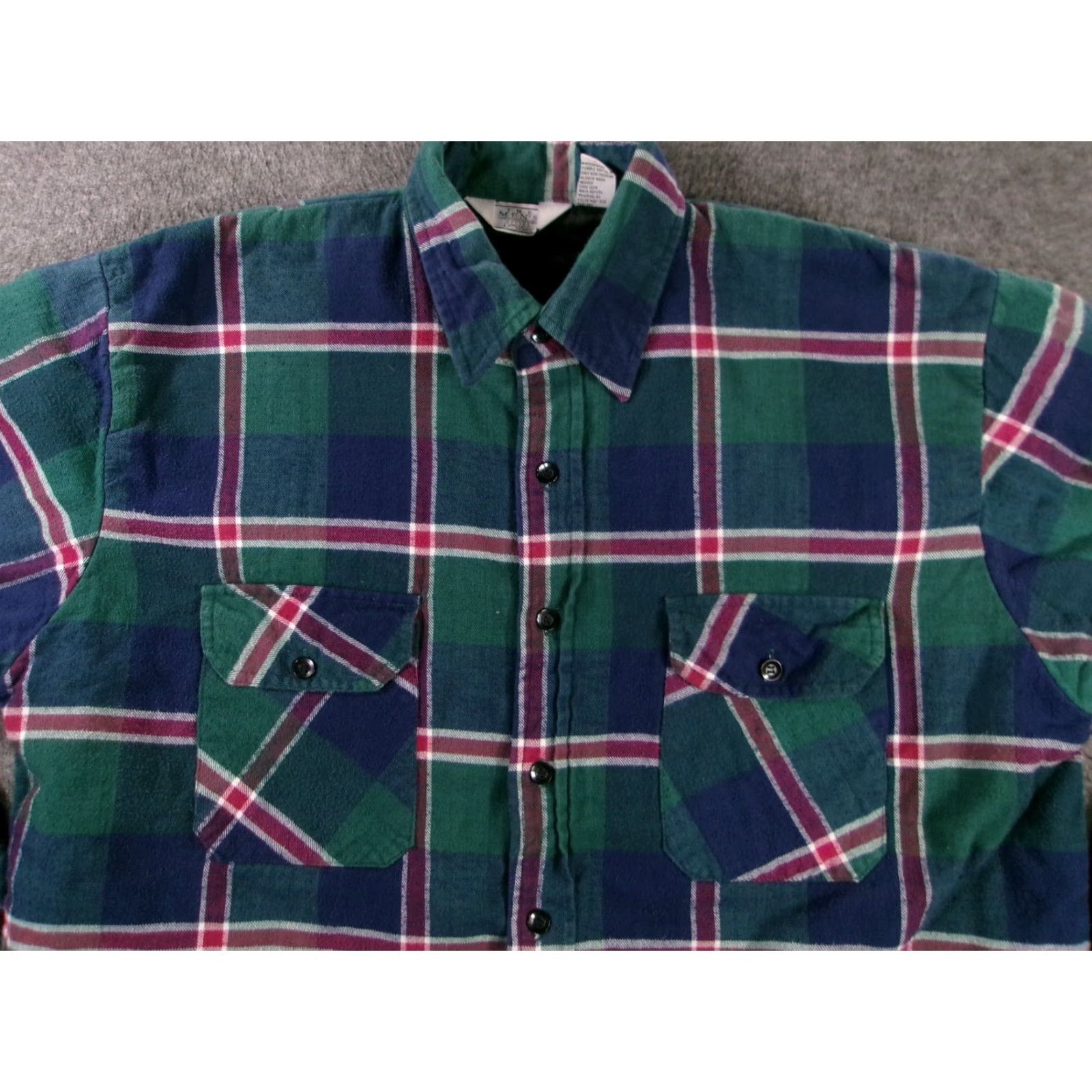 Sears Vintage Sears Shirt Men Large Green Plaid Flannel Quilted Lined Shacket Workwear Size US L / EU 52-54 / 3 - 2 Thumbnail