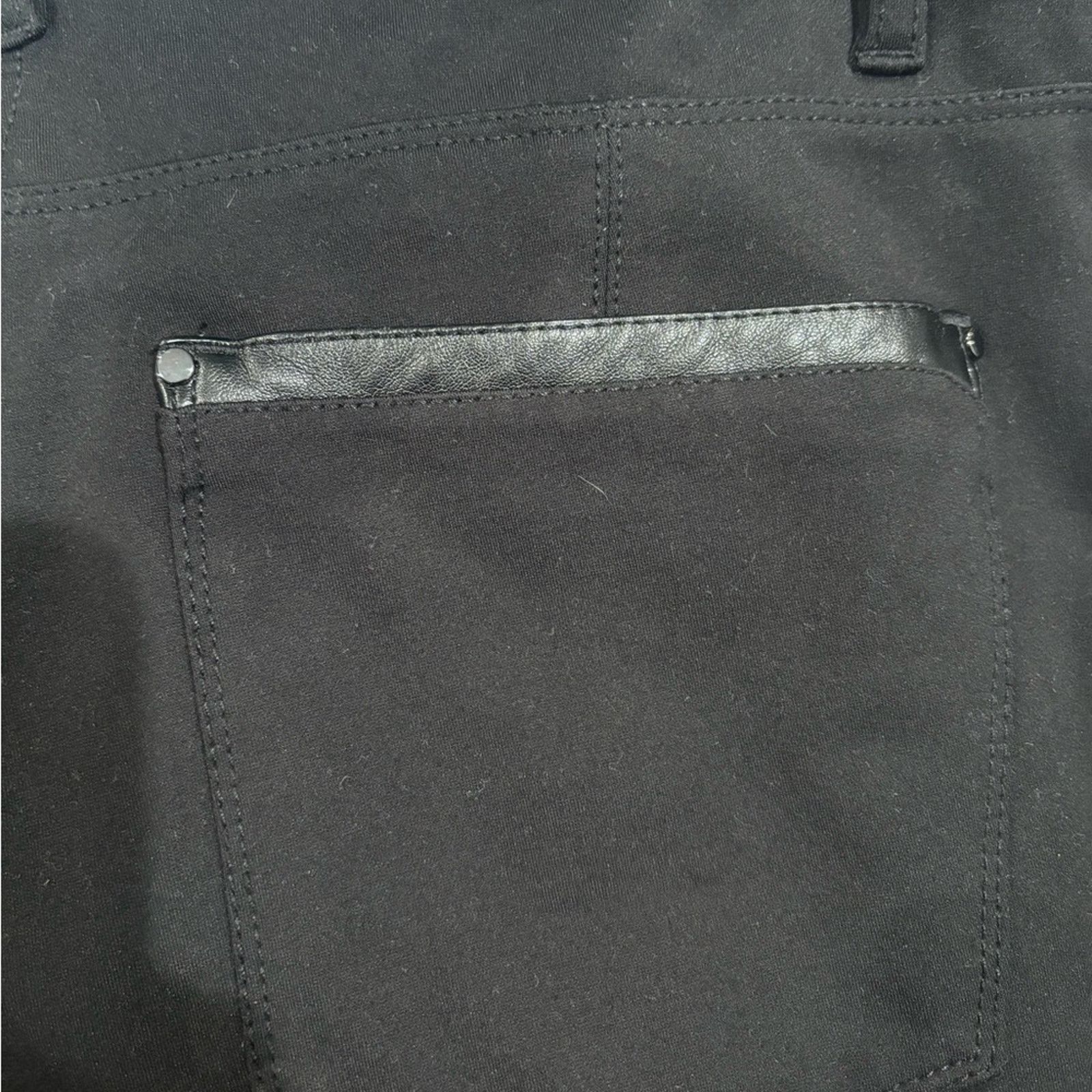 White House Black Market WHBM Black Faux Leather Trim Skinny Leg Pants Sz 10R Size 30" / US 8 / IT 44 - 9 Thumbnail