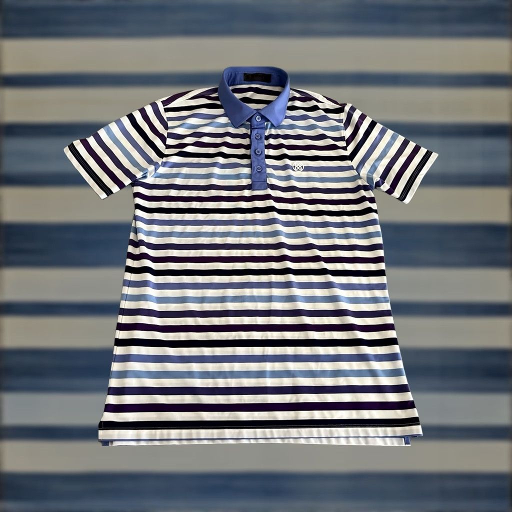 G/FORE G/FORE Polo Shirt Striped Multicolor White Blue Purple Mens M Polo Short Sleeve Golf Shirt Size US M / EU 48-50 / 2 - 1 Thumbnail