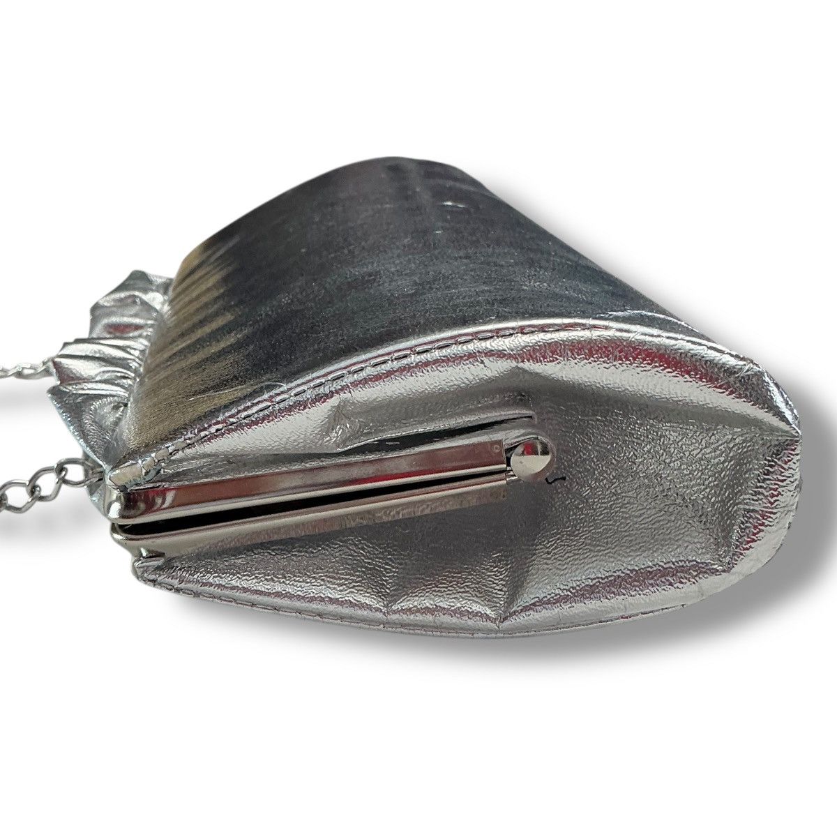 Other Vintage Silver Ruffled Opening Clutch Evening Bag Handbag Size ONE SIZE - 6 Thumbnail