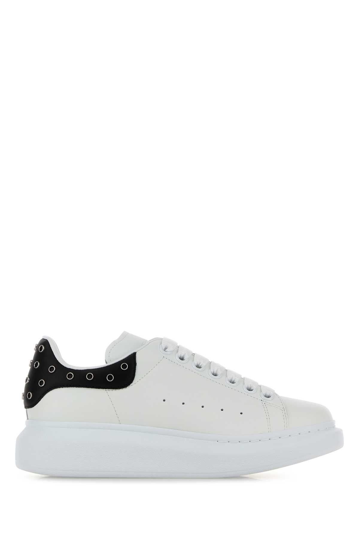 Alexander McQueen White Leather Sneakers With Black Leather Heel Size US 7.5 / IT 37.5 - 1 Thumbnail