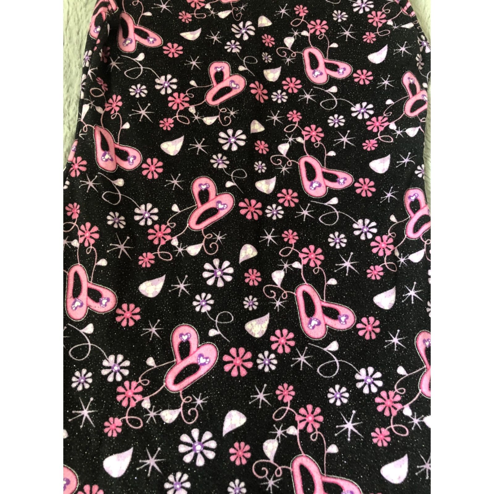 Vintage Girls Moret Dance Unitard Black Pink Sparkles Floral Ballet Slippers Size S 6/7 Womens Girls Size ONE SIZE - 3 Thumbnail