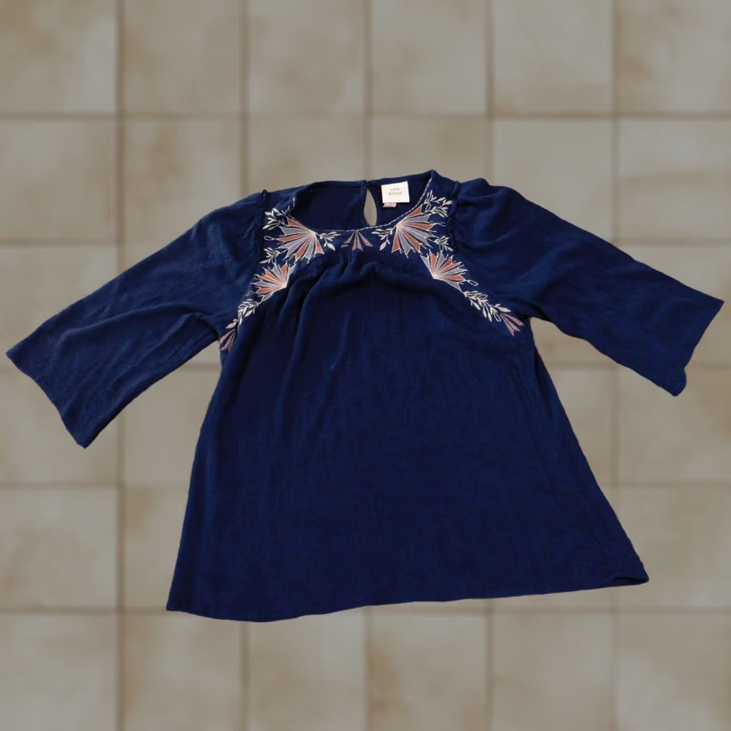 Vintage Knox Rose Blouse Shirt Womens S Small Blue Rayon Round Neck Button Short Sleeve Casual Size S / US 4 / IT 40 - 1 Thumbnail