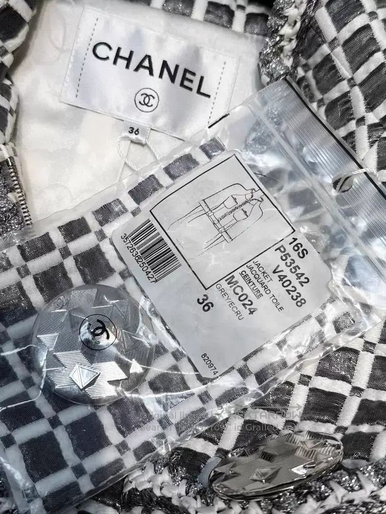 Chanel Chanel Plaid stand-up collar large silver buckle two-pocke Size XS / US 0-2 / IT 36-38 - 5 Thumbnail