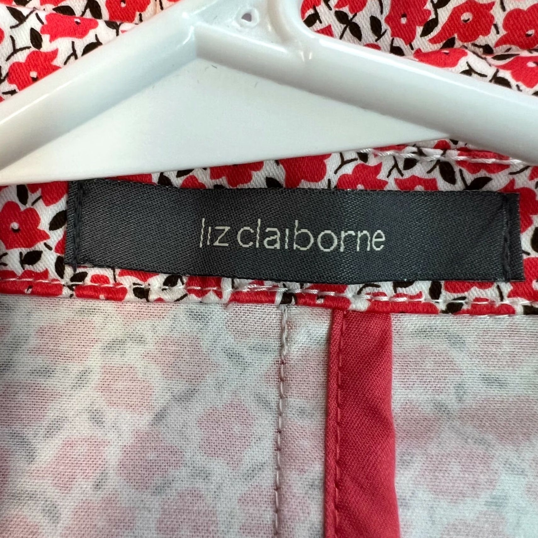 Liz Claiborne VINTAGE Liz Claiborne Women's Blazer Jacket - Red Floral Print 8, 3/4 Sleeve, Casual Formal Size M / US 6-8 / IT 42-44 - 7 Thumbnail