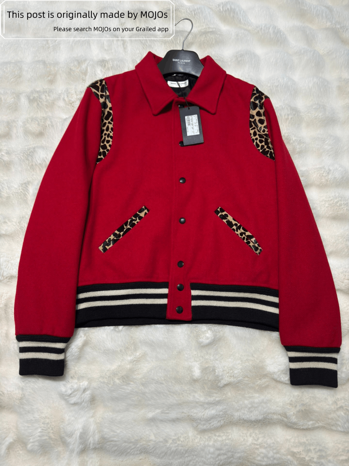 ジャケット・アウター 16aw saint laurent paris leopard jacket Sz 52 Saint Laurent Paris Leopard Joint Teddy Jacket