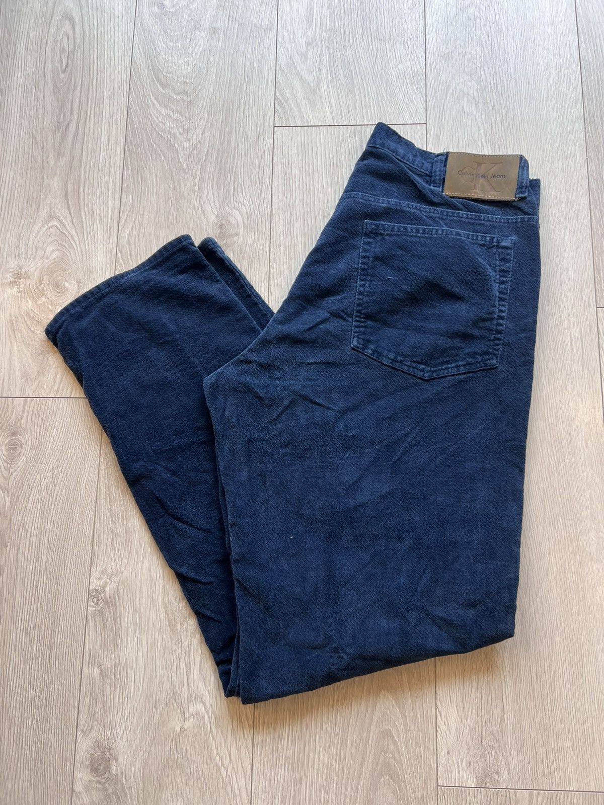 Calvin Klein × Vintage Vintage Calvin Klein 90s Crushed Velvet Pants 34 x 34 1997 Size US 34 / EU 50 - 1 Thumbnail