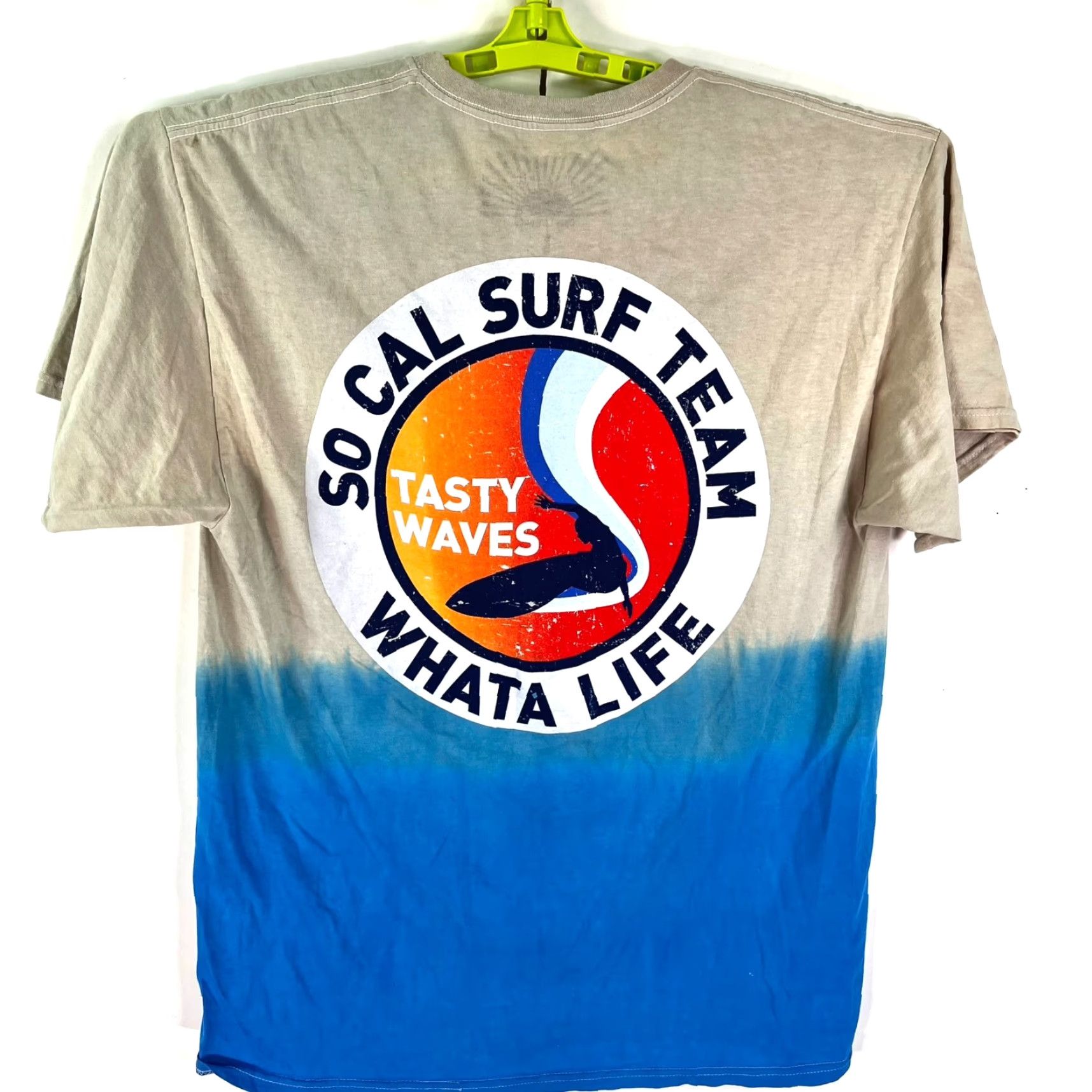 Vintage Whata Life Santa Monica Surf Team T Shirt Adult L Blue Tan Tie Dye Short Sleeve Mens Size US L / EU 52-54 / 3 - 3 Thumbnail