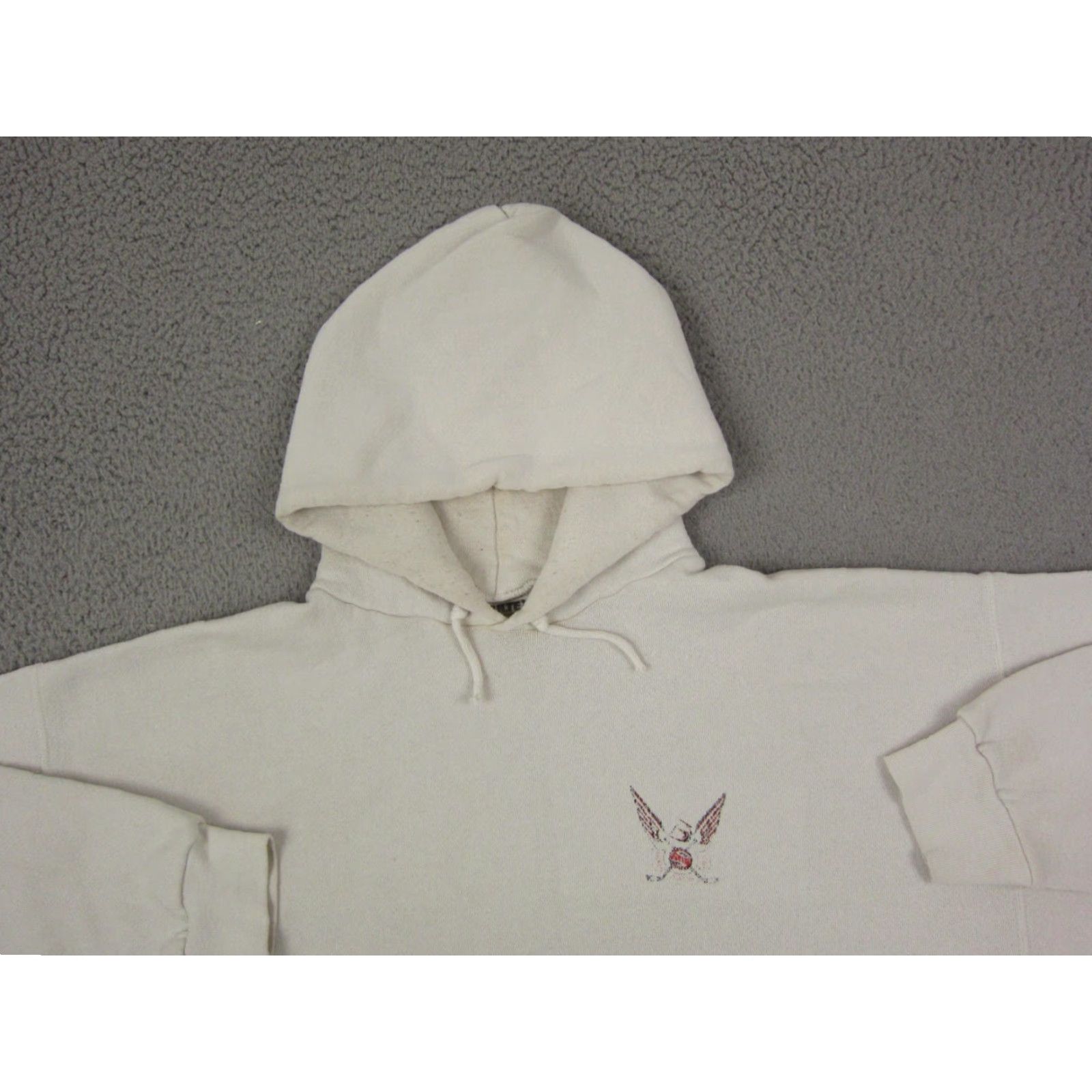 Tultex VINTAGE Tultex Hoodie Mens XL White Hockey Sweatshirt Pullover 90s Size US XL / EU 56 / 4 - 2 Thumbnail