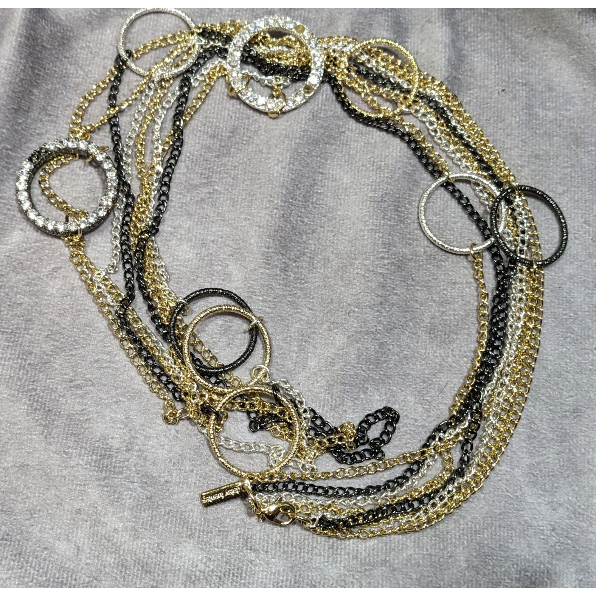 Other Daisy Fuentes Multi Metallic Layered Chain Necklace With Rhi Size ONE SIZE - 6 Thumbnail