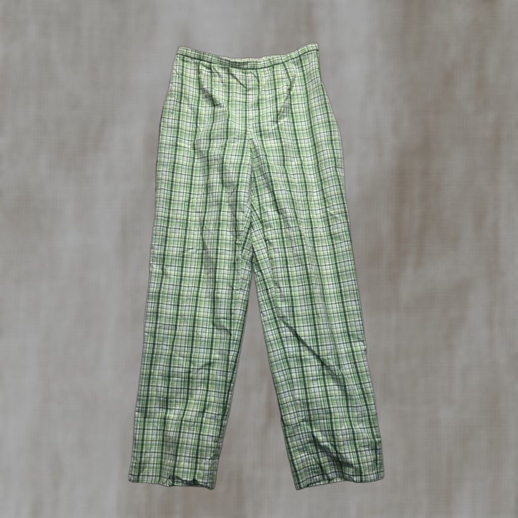 Brooks Brothers Brooks Brothers Women's Green Plaid Chino Flat Front Zipper Pants 4 Size 27" / US 4 / IT 40 - 1 Thumbnail
