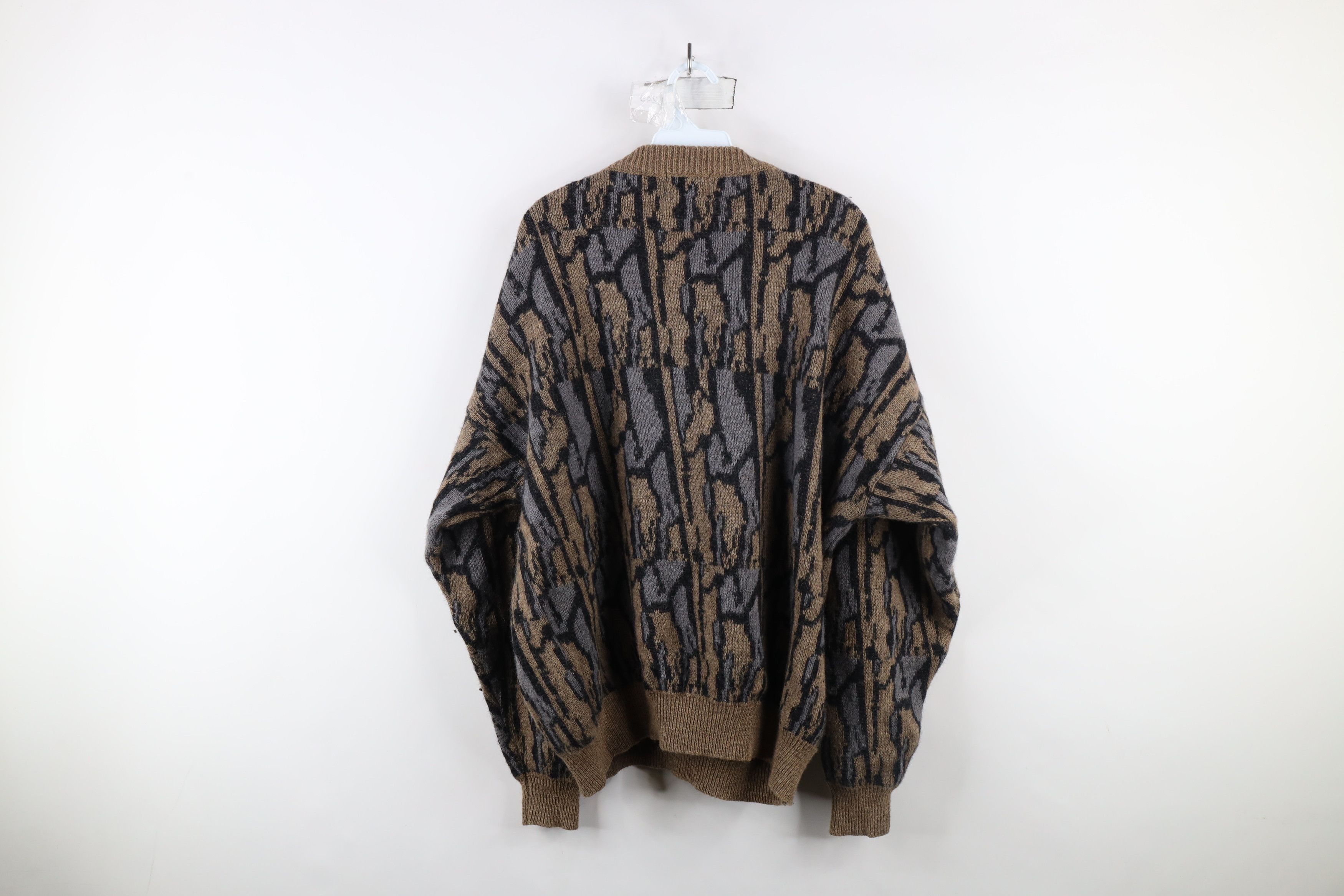 Vintage 80s 90s Streetwear Knit Camouflage Henley Sweater