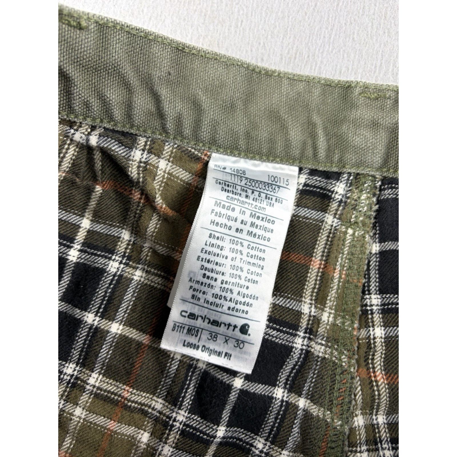 Carhartt Carhartt Pants Carpenter Men's 38x30 Green Straight 5-Pocket Workwear B111 MOS Lined Size US 38 / EU 54 - 4 Thumbnail