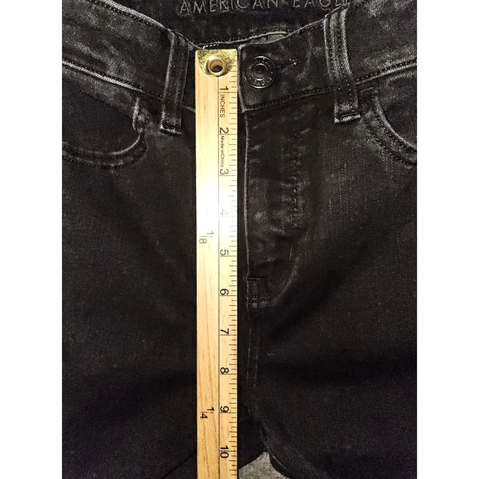 American Eagle Outfitters American Eagle High Rise Womens 4 Black Stretch Dark Wash Preppy Casual Denim Jegging Size 27" / US 4 / IT 40 - 6 Thumbnail