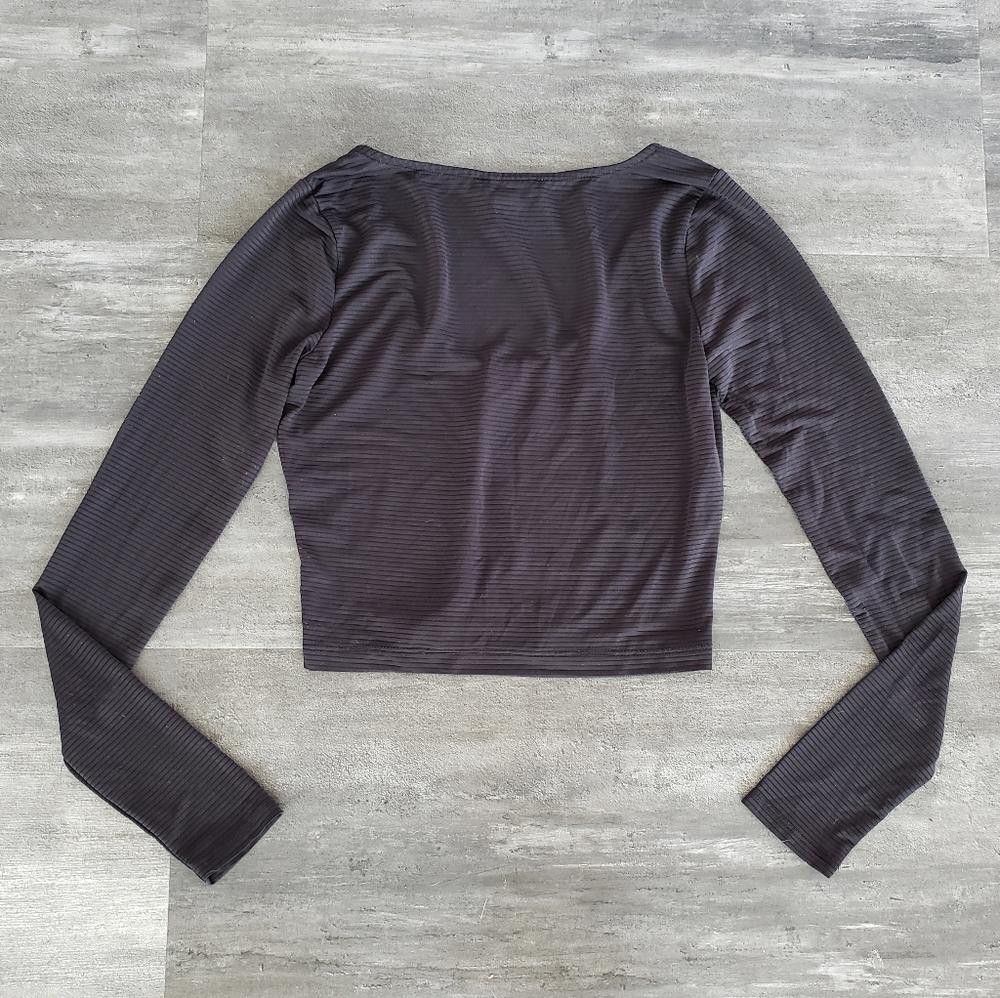 Forever 21 Black Sheer Detailed F21 Ribbed Long Sleeve Size S / US 4 / IT 40 - 2 Thumbnail