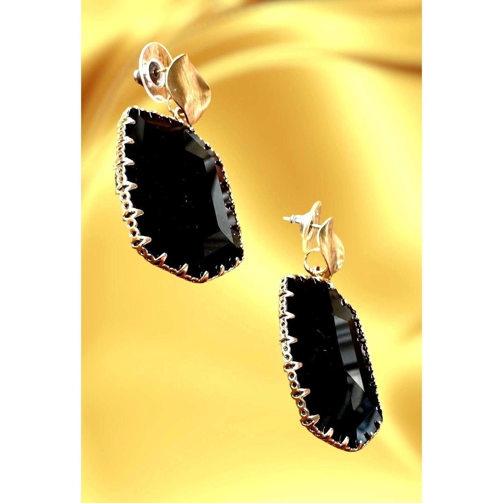 Handmade Black Glass Geometric Earrings New Formal Wedding Party Crui Size ONE SIZE - 5 Thumbnail