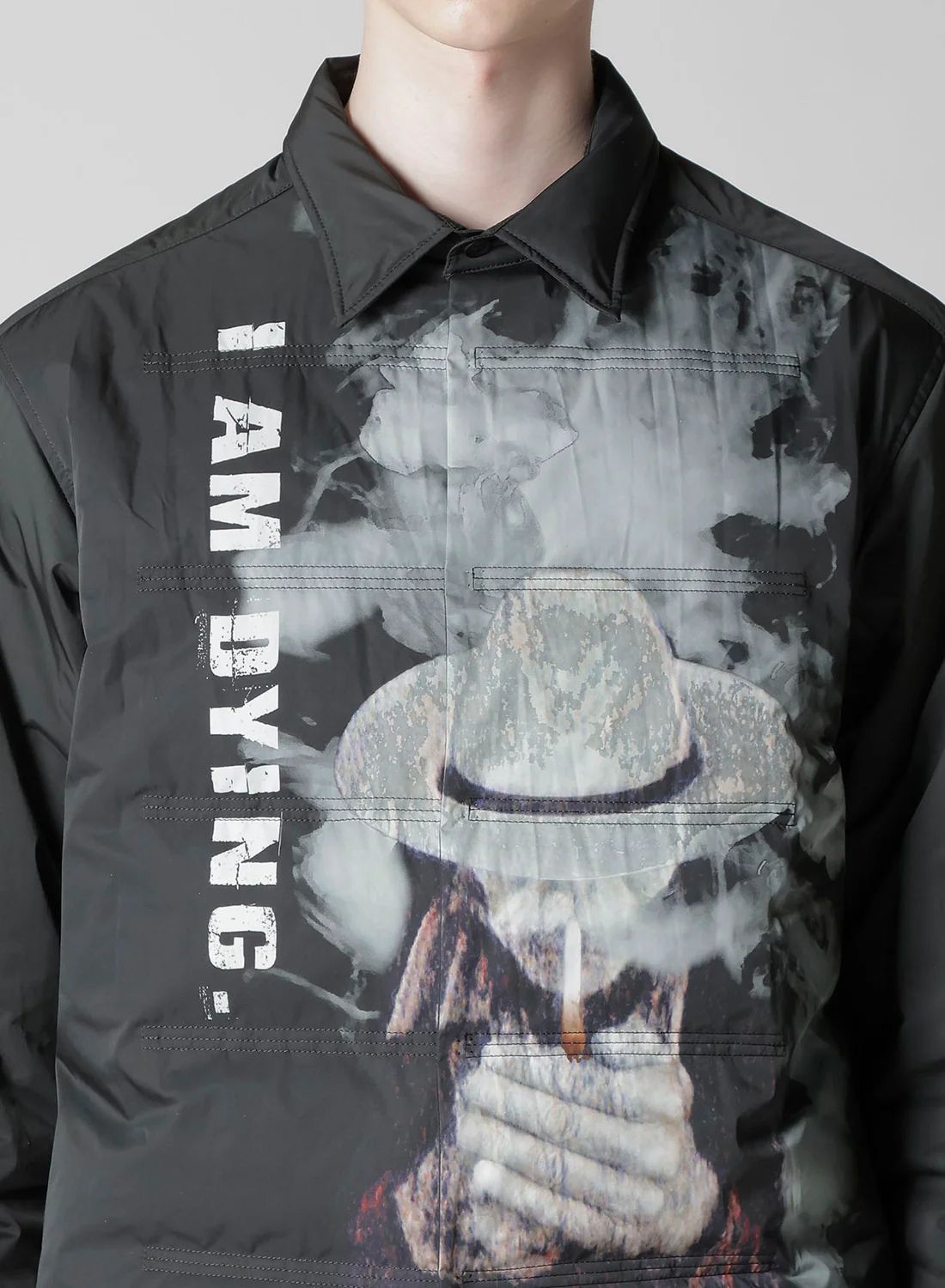 Yohji Yamamoto TOBACCO OLD MAN PRINTED PADDED BLOUSE Size US S / EU 44-46 / 1 - 3 Thumbnail