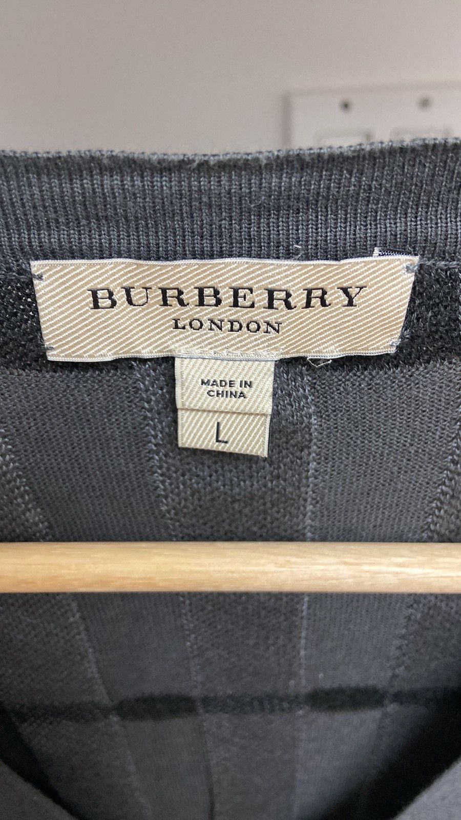Burberry Burberry London Men’s Grey Check Cardigan Cotton/Silk Blend Size US L / EU 52-54 / 3 - 3 Thumbnail