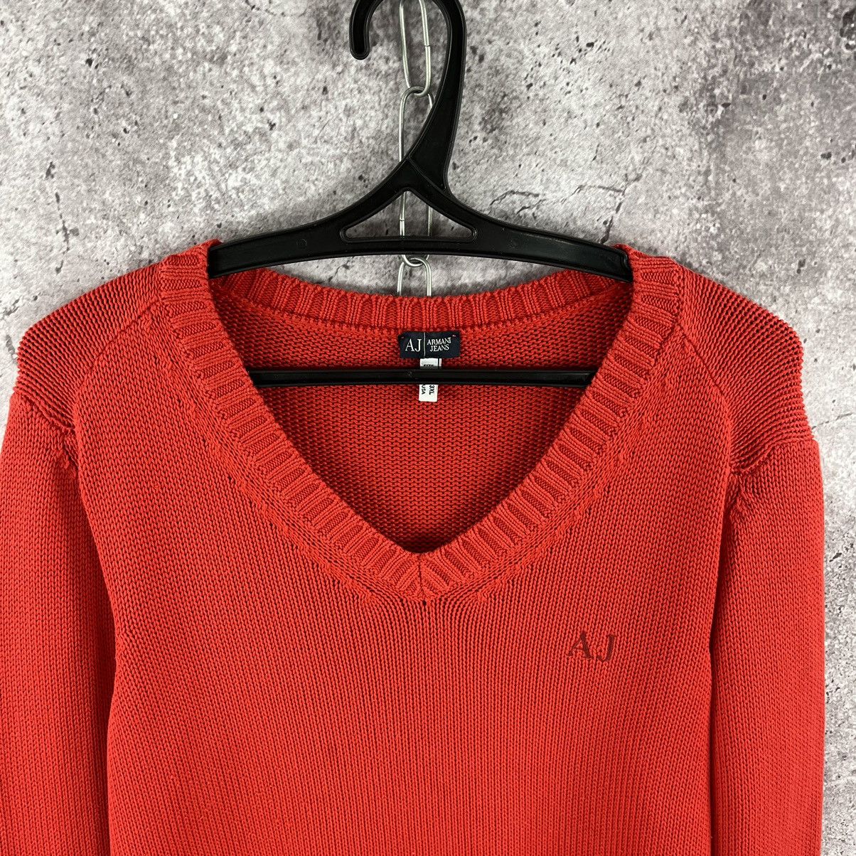 Armani × Vintage Armani Jeans Woman’s Sweater Cable Knit V-Neck Red Size 3XL Size XL / US 12-14 / IT 48-50 - 2 Thumbnail